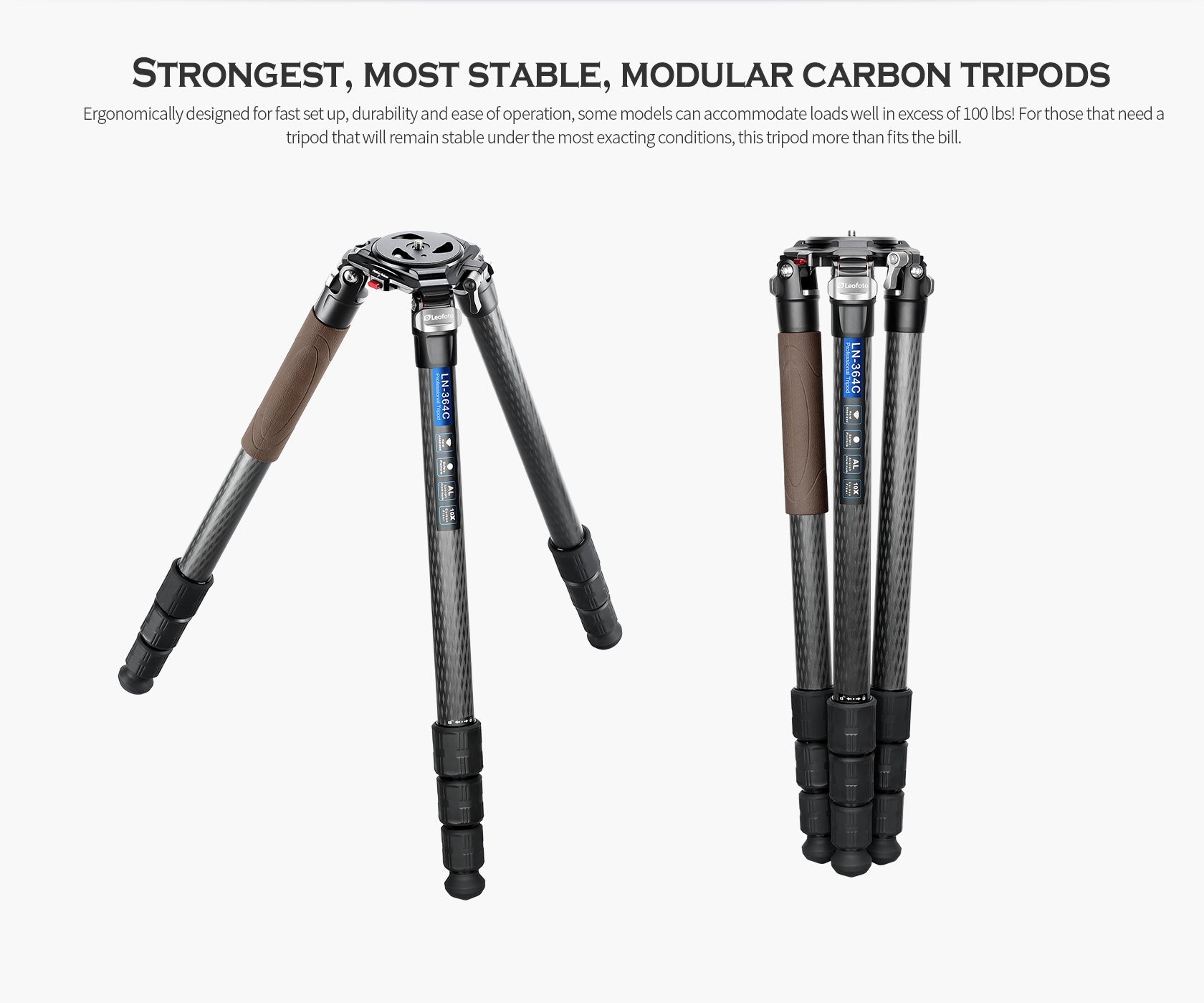 Leofoto LN-364C Heavy Duty Tripod with 75mm Video Bowl+Platform & Bag