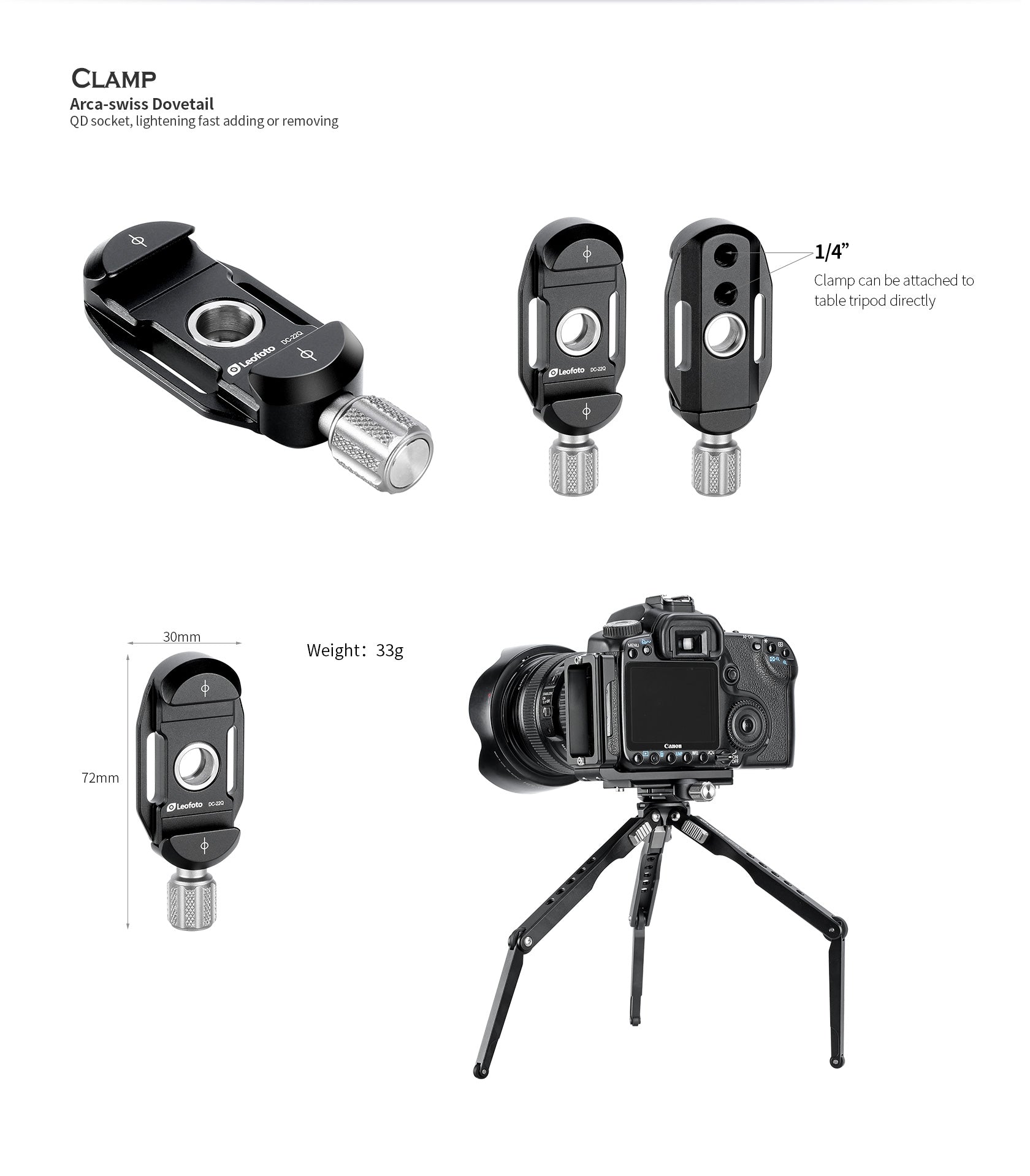 Leofoto SP-01+DC-22Q QD Strap & Clamp Kit