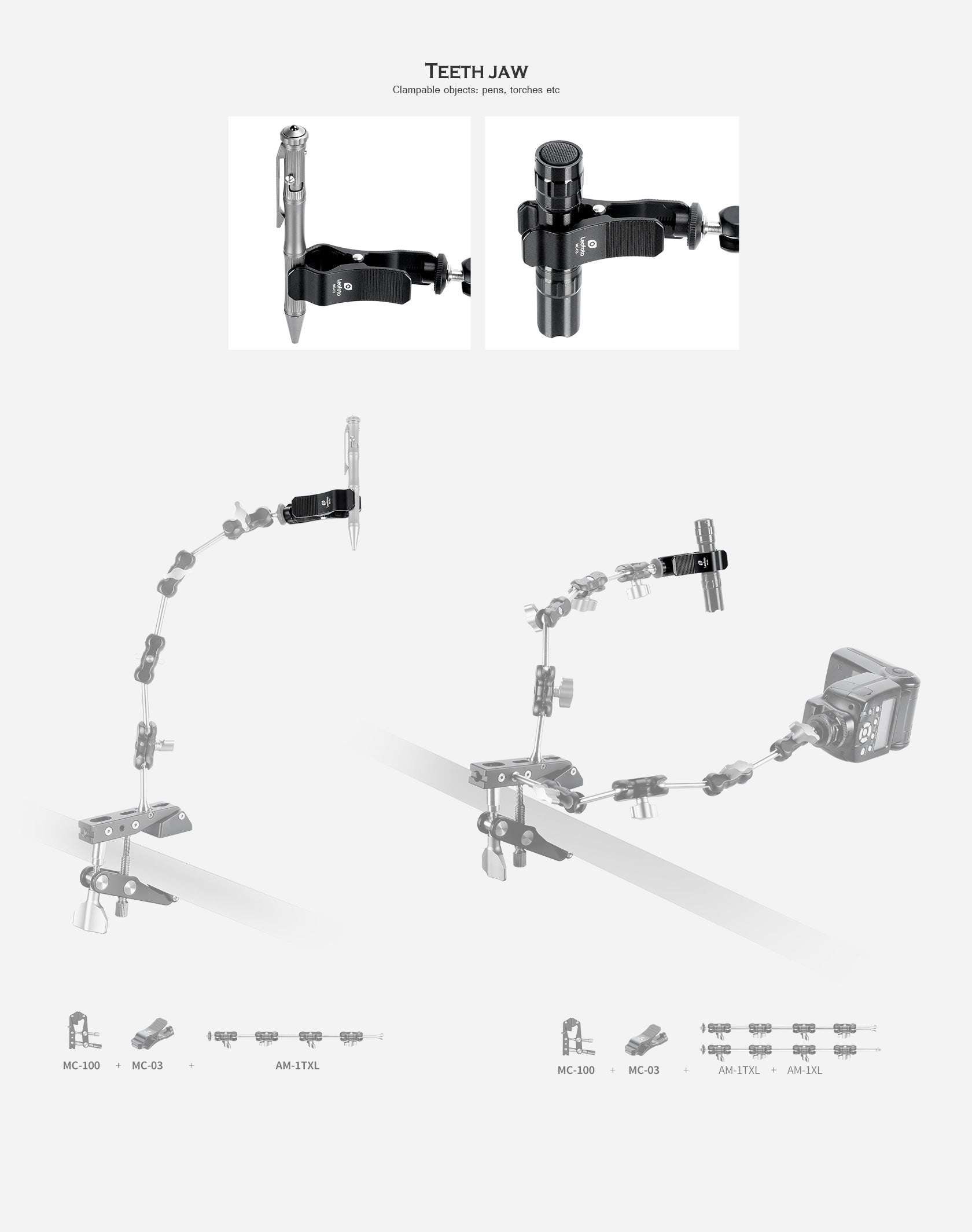 Leofoto MC-03 Manganese Steel Mini Clamp Metal Multi-Function 1/4"