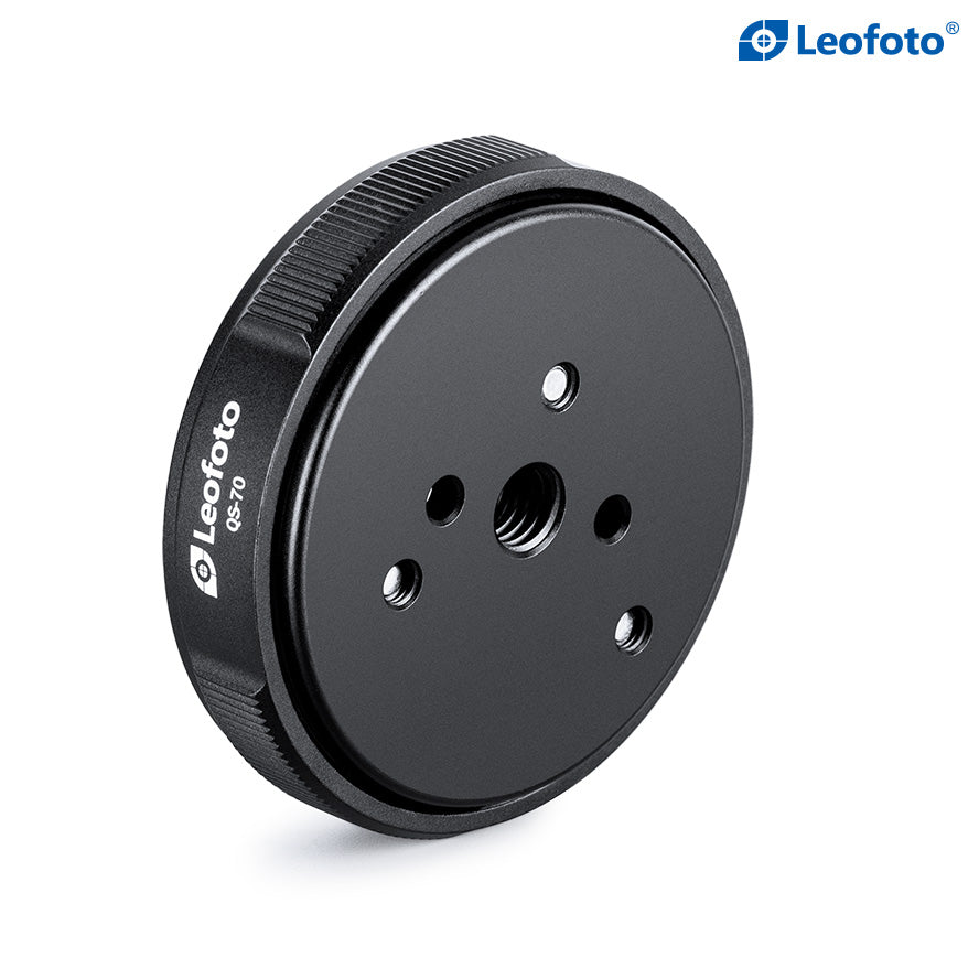 Leofoto QS-70M: x1 QS-70 Receiver Base and 2 x Q70 Connecting Plates, Ballhead Quick-Link System 3/8"