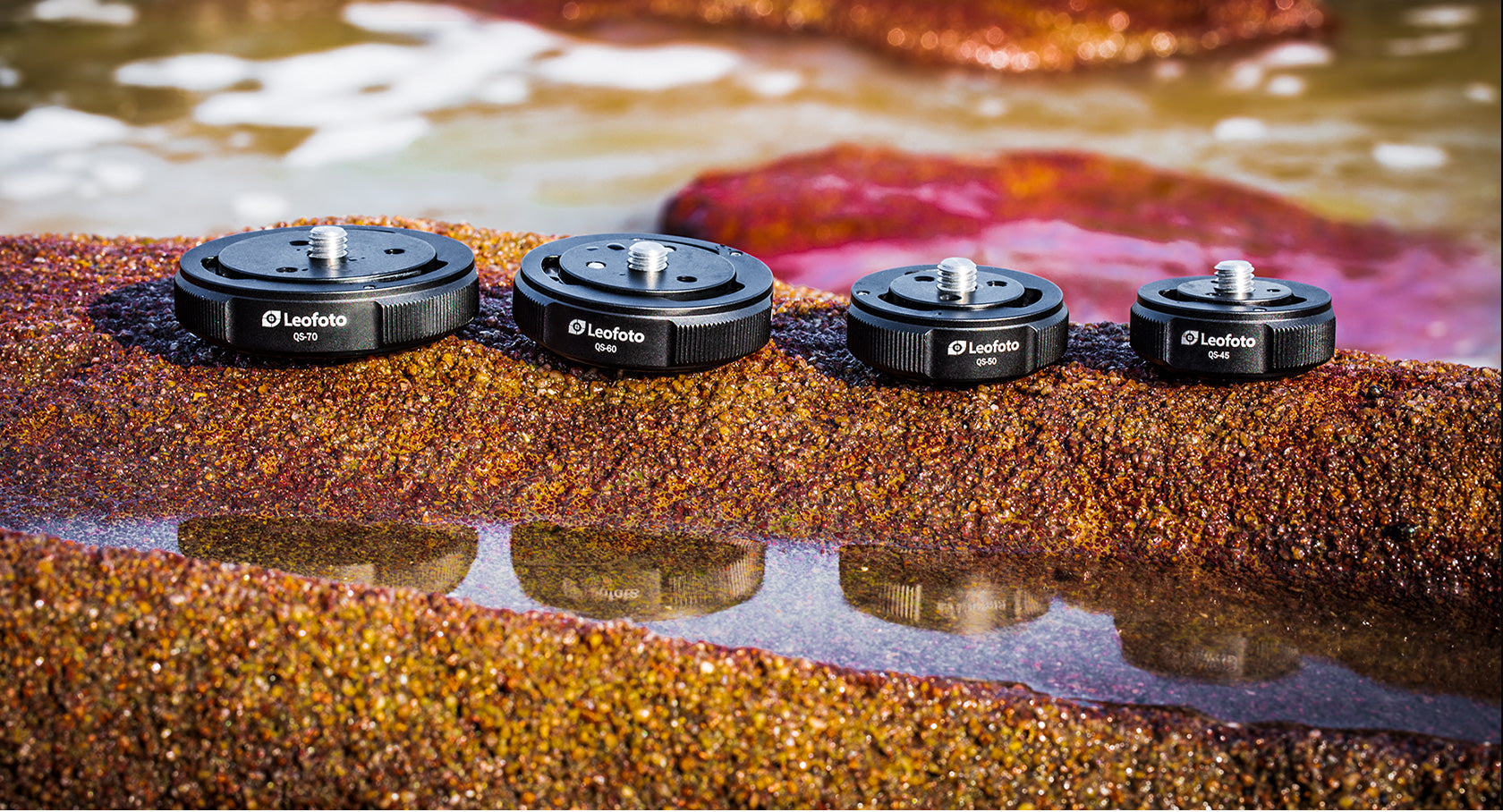 Leofoto QS-60M: x1 QS-60 Receiver Base and x2 Q60 Connecting Plates, Ballhead Quick-Link System 3/8"