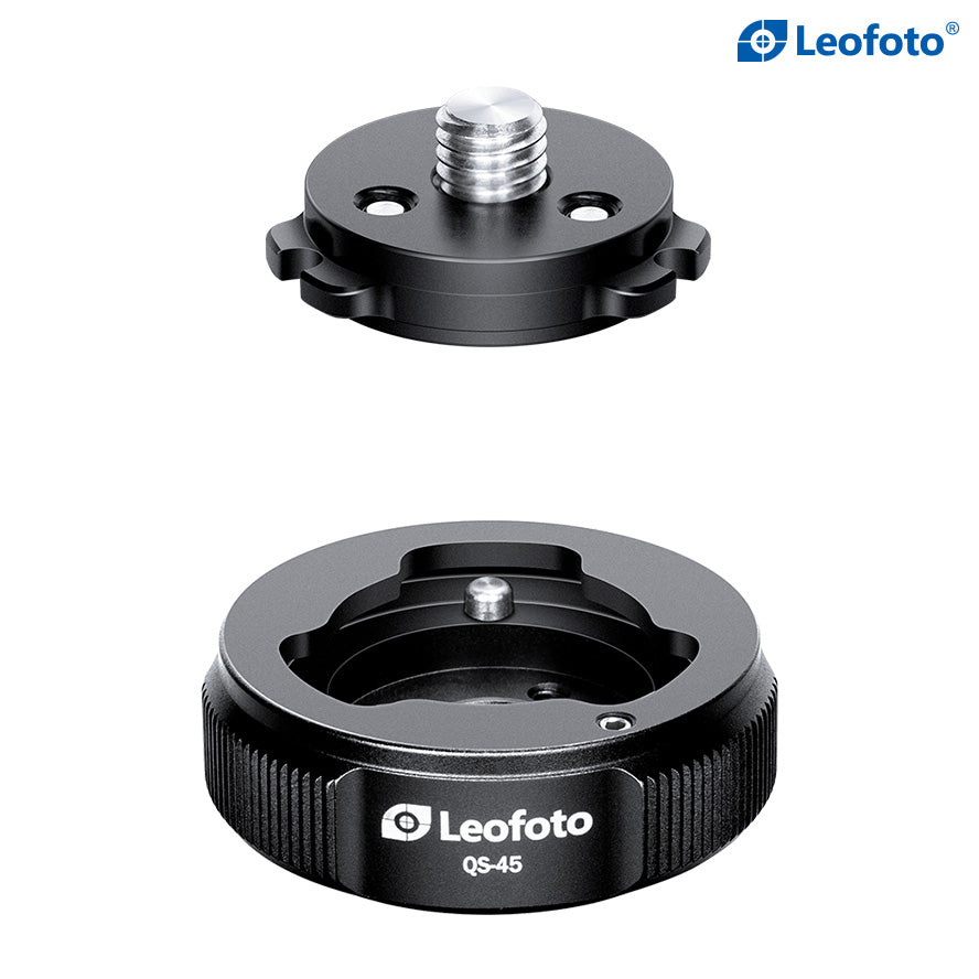 Leofoto QS-45M: x1 QS-45 Receiver Base and x2 Q45 Connecting Plates, Ballhead Quick-Link System 3/8"
