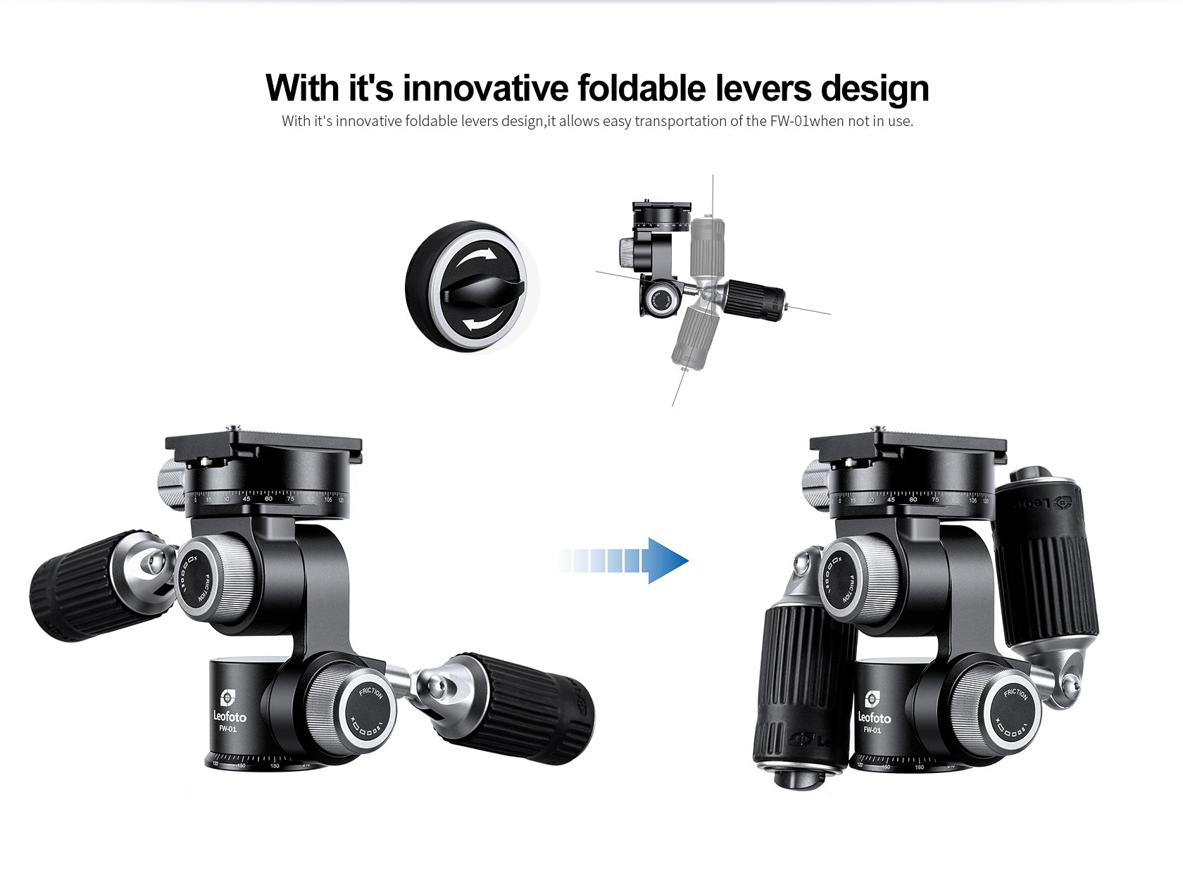 Leofoto FW-01 Professional Pan-and-Tilt 3-Way Head | Arca Compatible