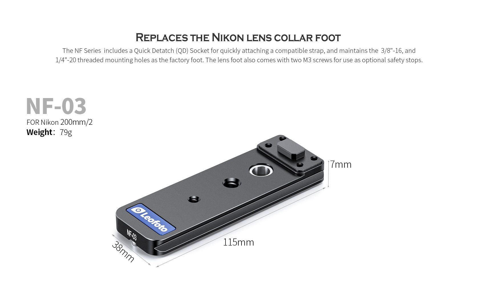 Leofoto NF-03 Replacement Foot for NIKON AF-S 200mm F/2 VR I & II