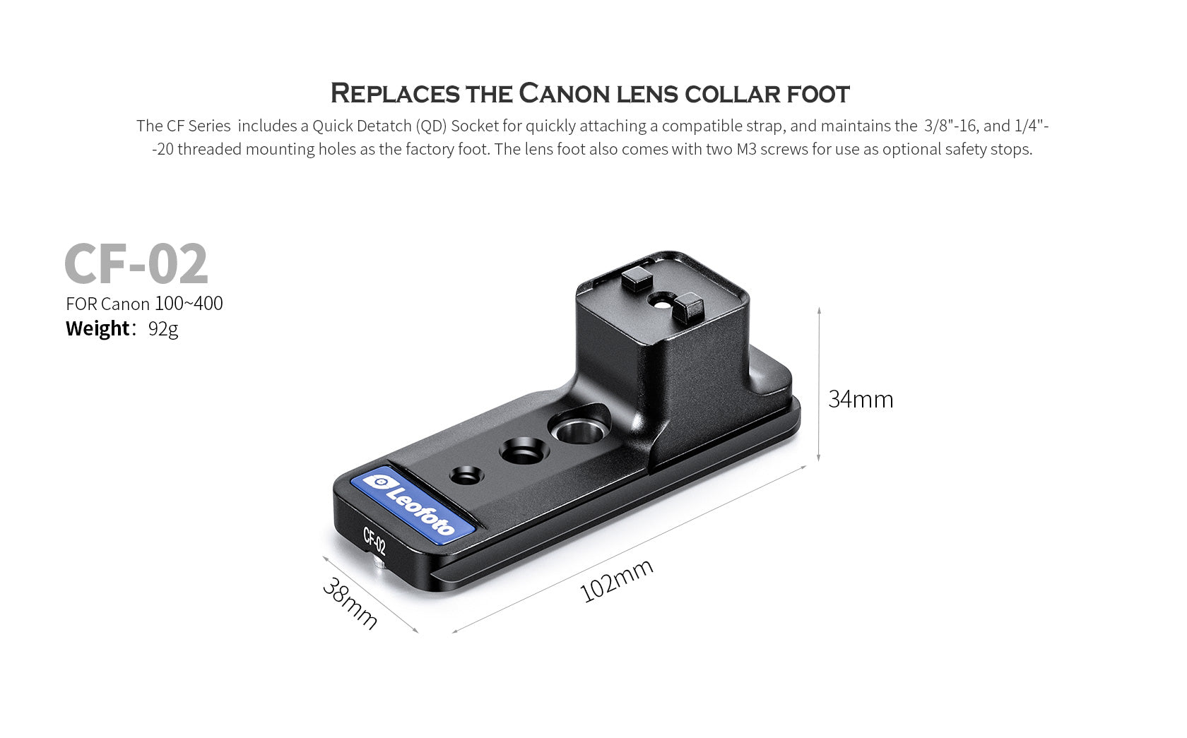 Leofoto CF-02 [Ver. 2] Replacement Foot for CANON 100~400 F/4.5~5.6