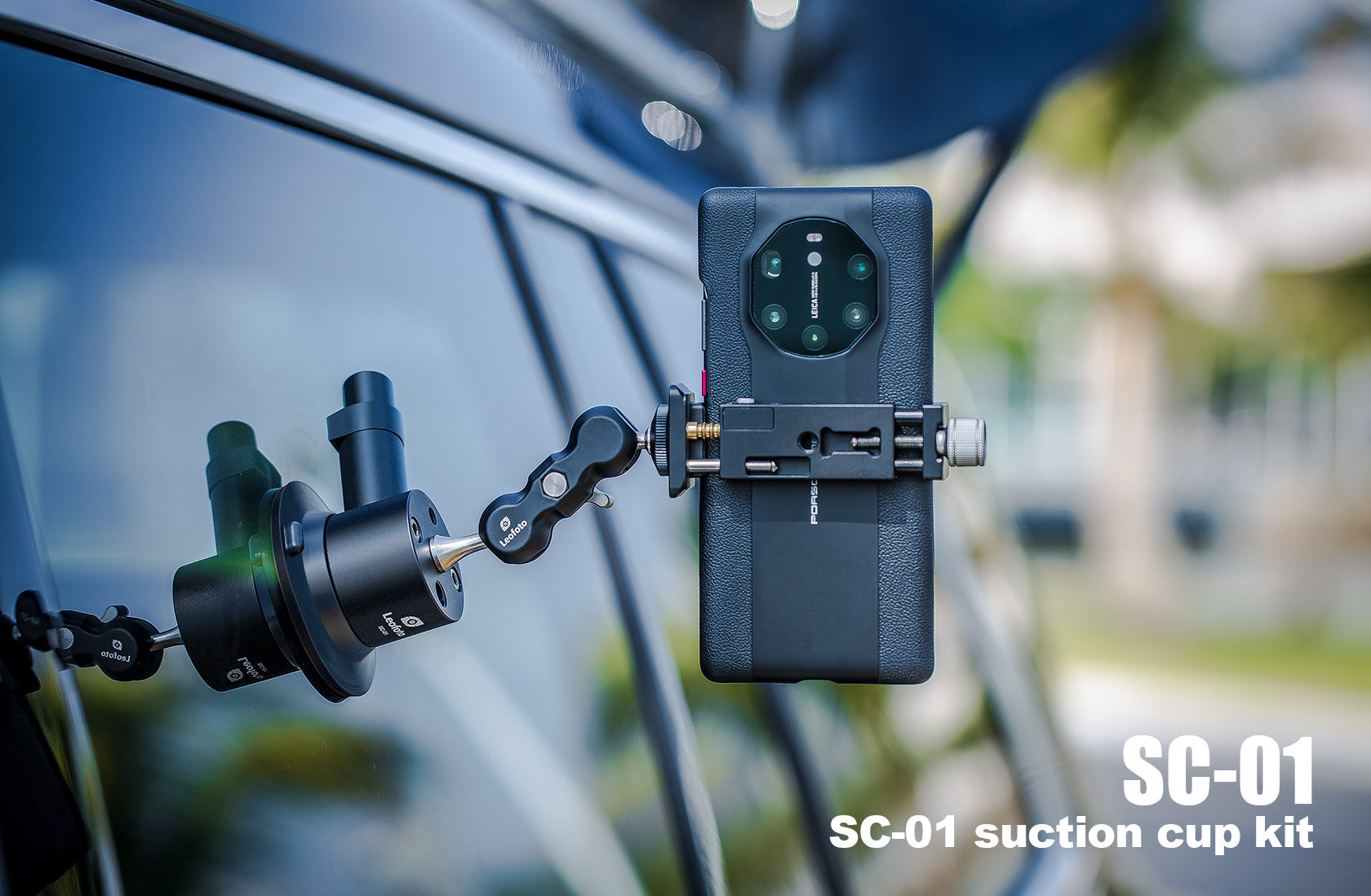 Leofoto SC-01 + PC-90II + Versa Arm Suction Mounting Kit | 1/4" Screw |Max Load: 55lb (25kg)