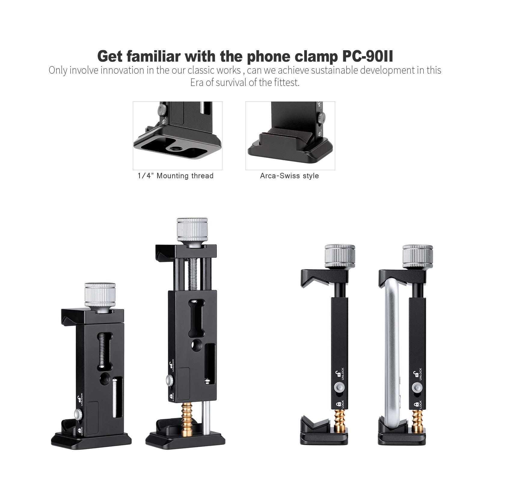 Leofoto SC-01 + PC-90II + Versa Arm Suction Mounting Kit | 1/4" Screw |Max Load: 55lb (25kg)
