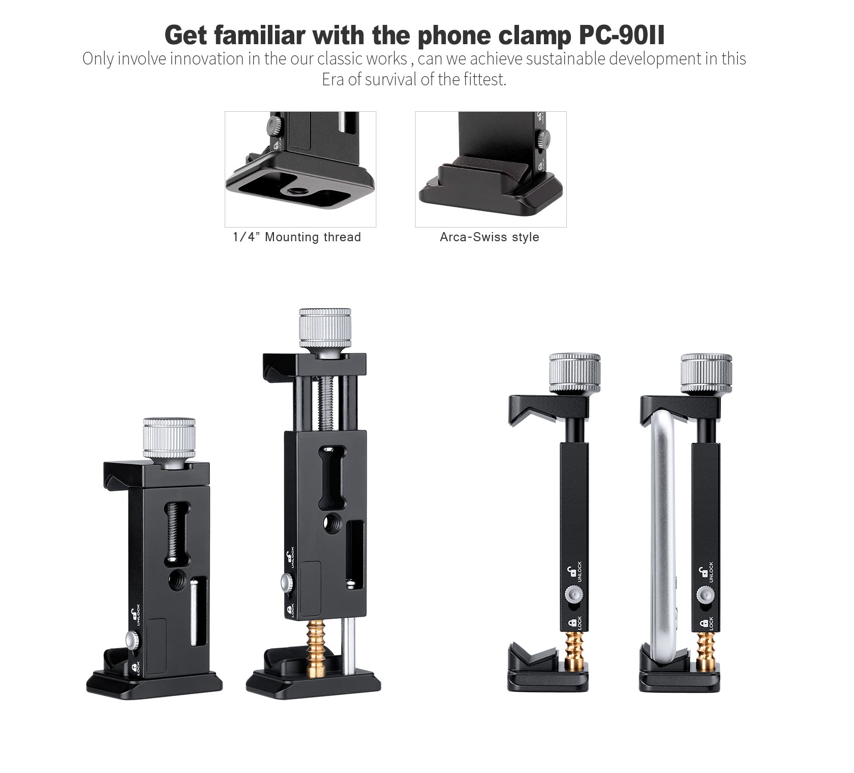 Leofoto SC-02 + PC-90II + Versa Arm Suction Mounting Kit | 1/4" Screw |Max Load: 88lb (40kg)