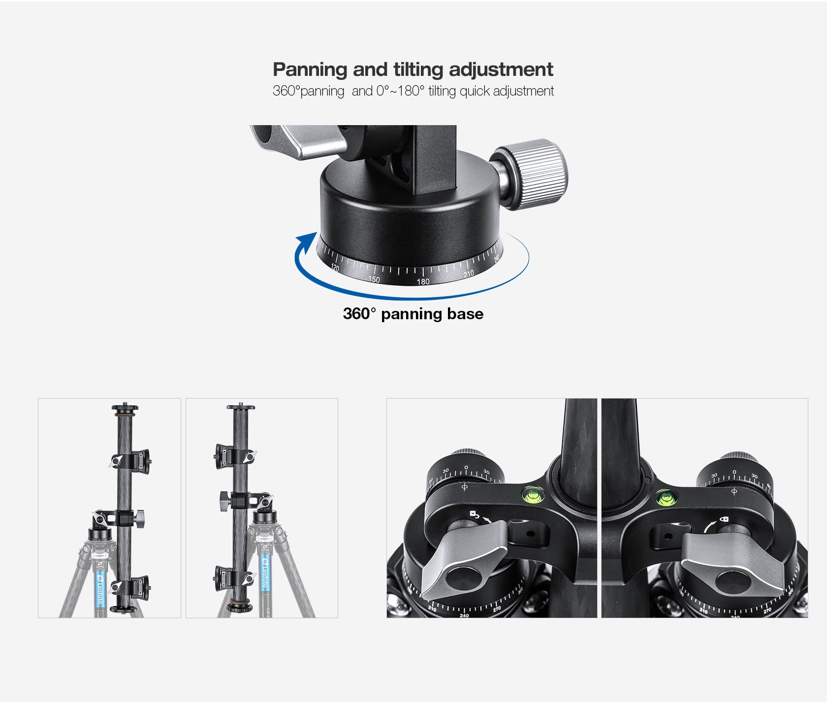 Leofoto HC-28/ HC-32/ HC-32Kit Carbon Fiber Horizontal Panoramic Tripod Center Column