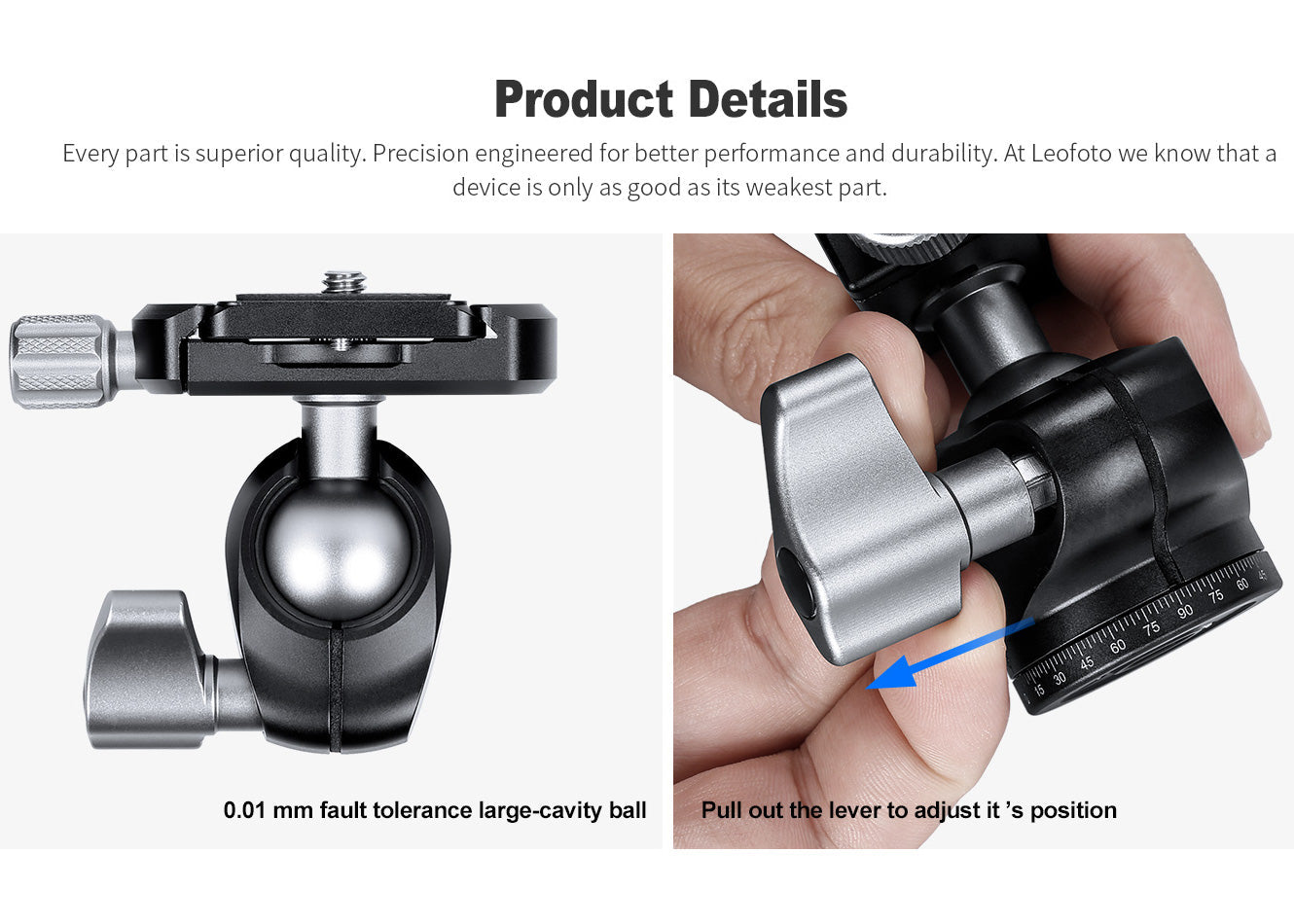 Leofoto LH-22 Mini Ball Head + QR Plate | Arca Compatible | 1/4"