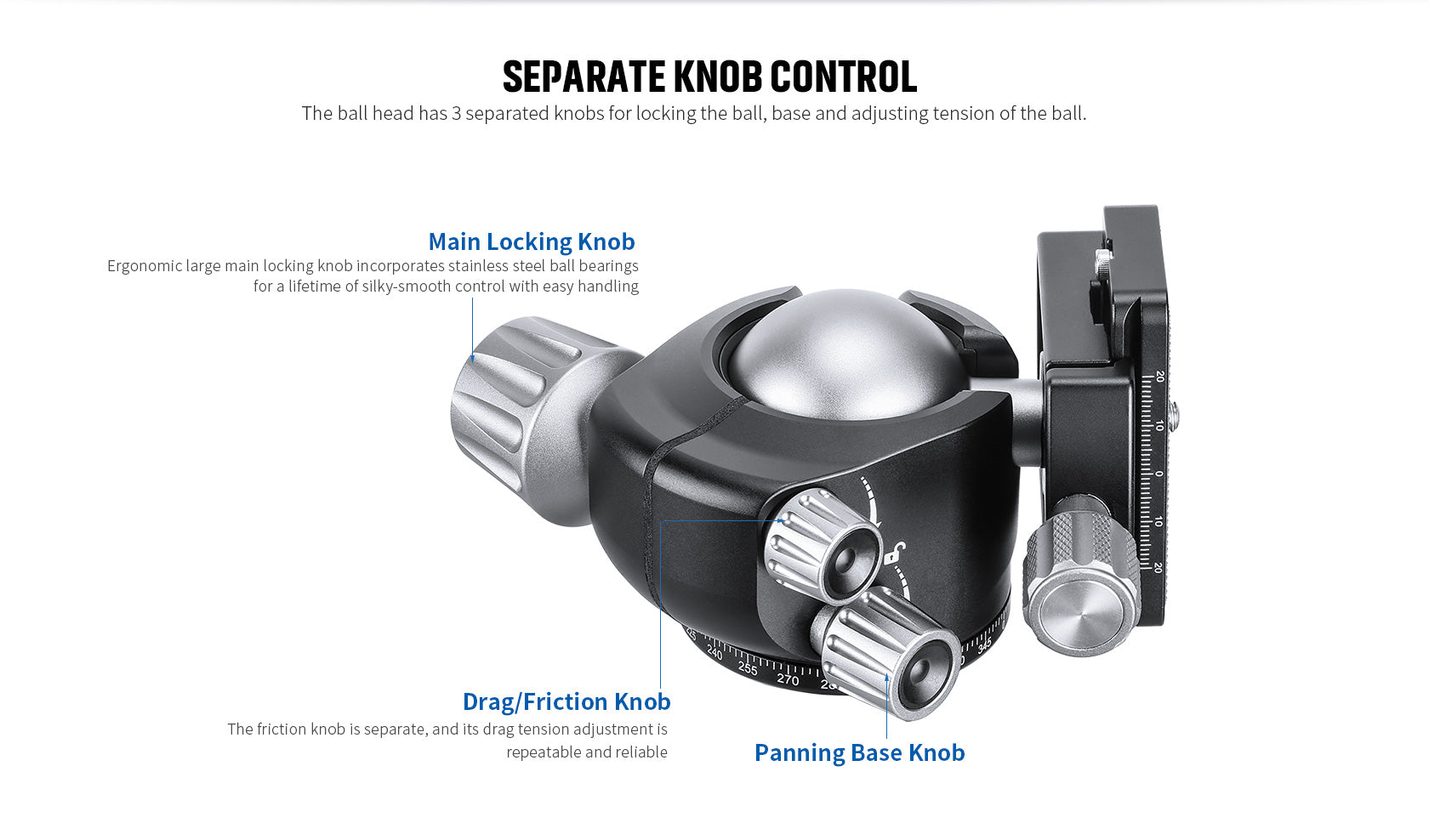 Leofoto LH-47 Low Profile Ball Head + QR Plate | Arca Compatible