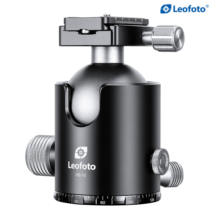 Leofoto HB-70 70mm Pro Heavy-Duty Ball Head with Quick Release Plate & Case | Max Load 88lb