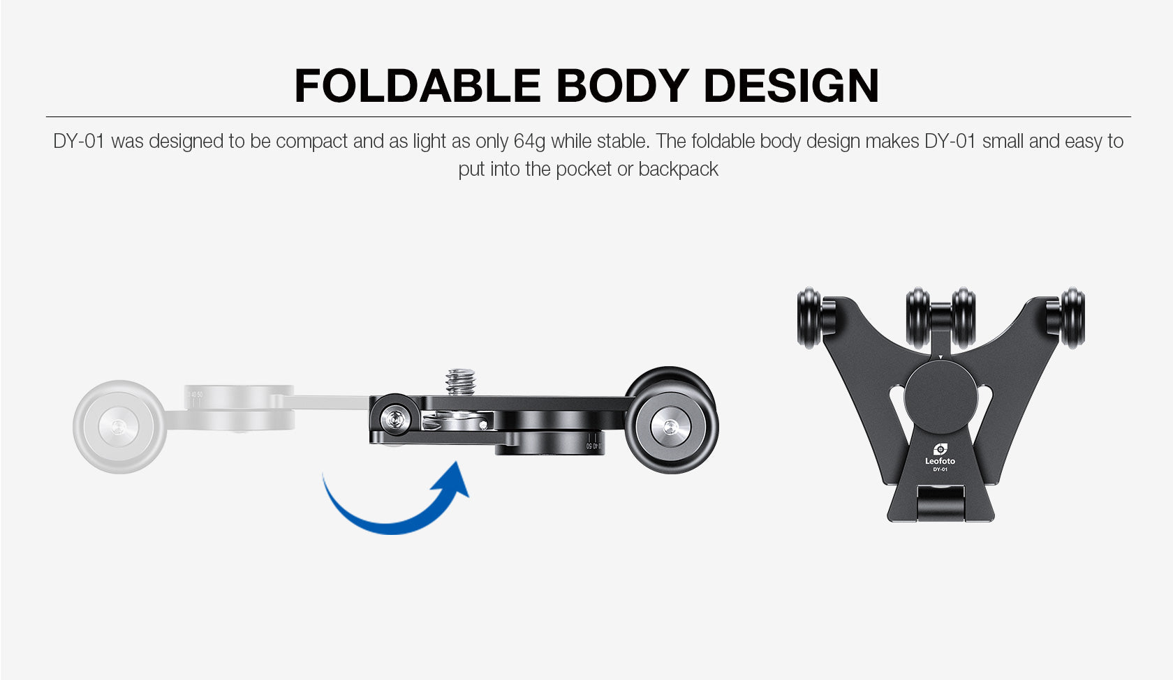 Leofoto DY-01 Mini Foldable Skater Video Dolly with 360° Panning and 1/4" Screw Mount