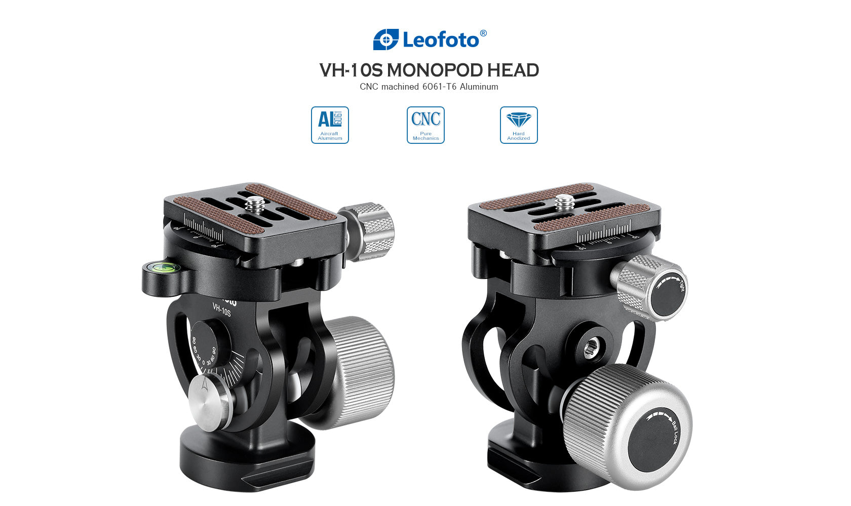 Leofoto VH-10S 2-Way Monopod Head | Arca Compatible