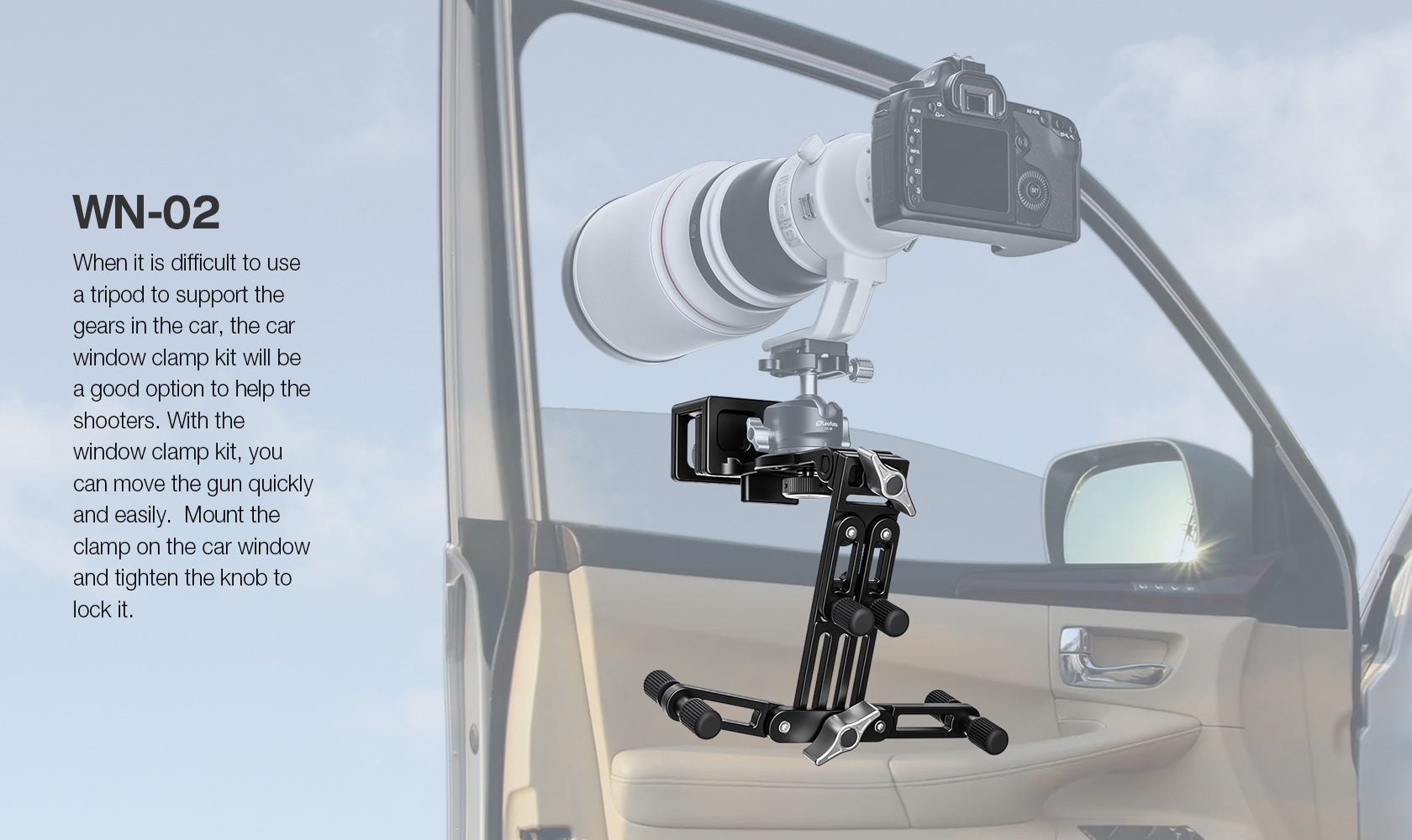 Leofoto WN-02 Multi-Purpose Window Mount for Binoculars/Lens and Camera