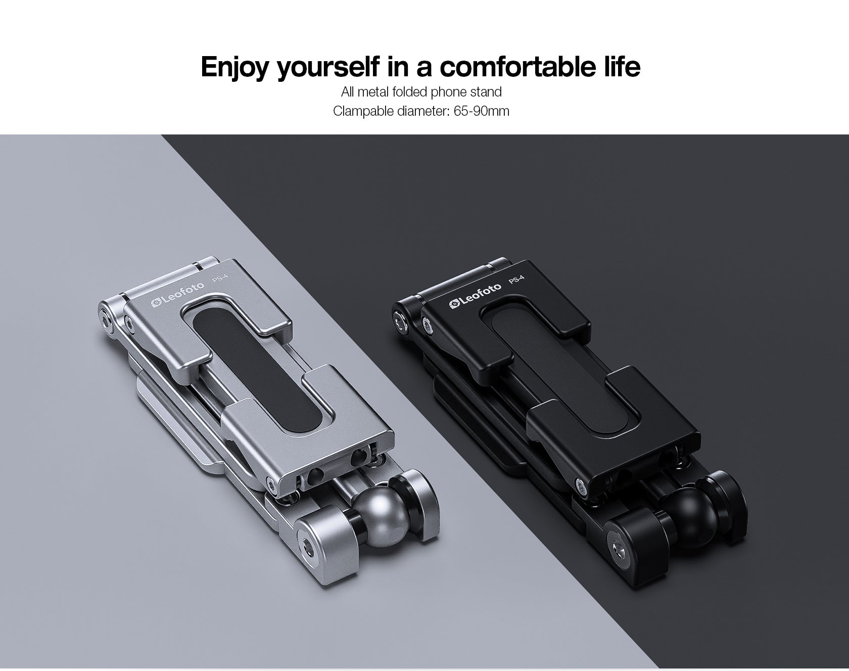 Leofoto PS-4 Multi-functional Foldable Cellphone Stand with Arca-Compatible Dovetail and Cold Shoe Mount