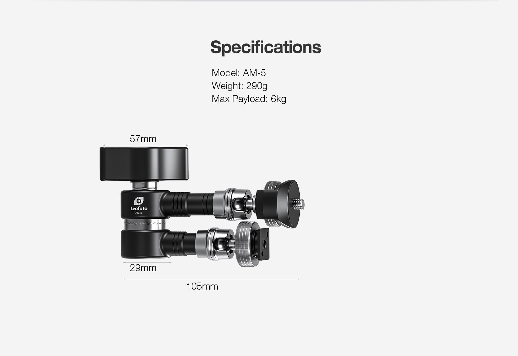 Leofoto AM-5 / AM-6 Versa Magic Arm "Heavy-Duty" Multi-Purpose Accessory | 1/4th Mounting Screws