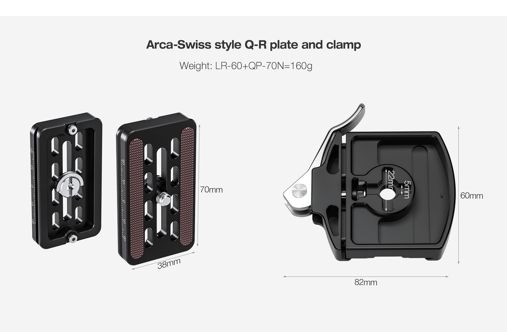 Leofoto LR-60 Lever Release Clamp with QP-70N QR Plate