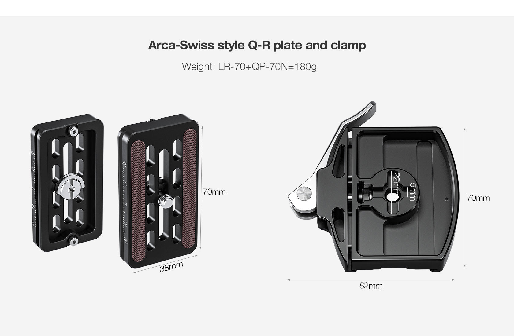 Leofoto LR-70 Lever Release Clamp with QP-70N QR Plate