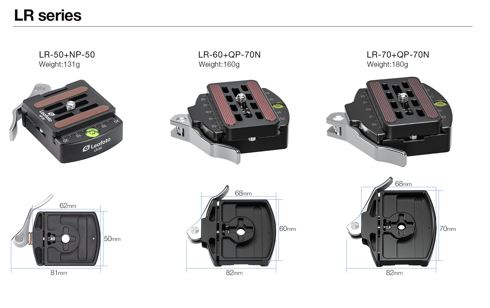 Leofoto LR-60 Lever Release Clamp with QP-70N QR Plate
