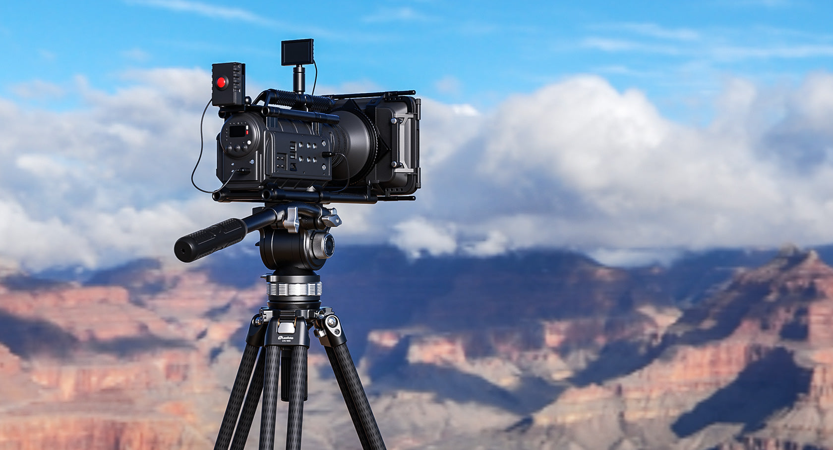 Leofoto LVC-253C+BV-20 (Lever-Release Clamp) Dual-Tube Video Tripod with Fluid Head Set  | 75mm Integrated Bowl with Leveling Base and Handle