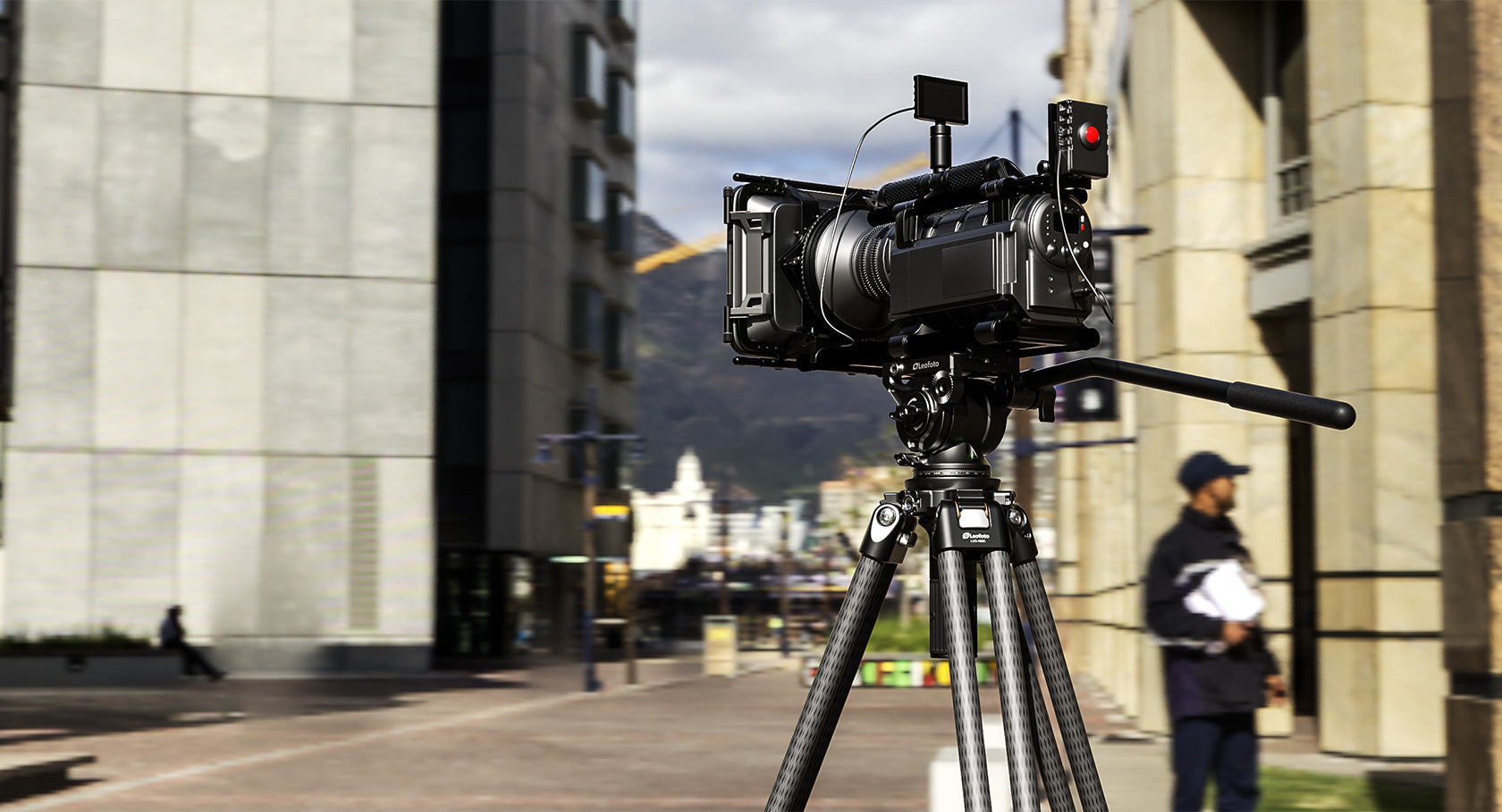 Leofoto LVC-193C+BV-10 Dual-Tube Video Tripod with Fluid Head Set  | 75mm Integrated Bowl with Leveling Base and Handle