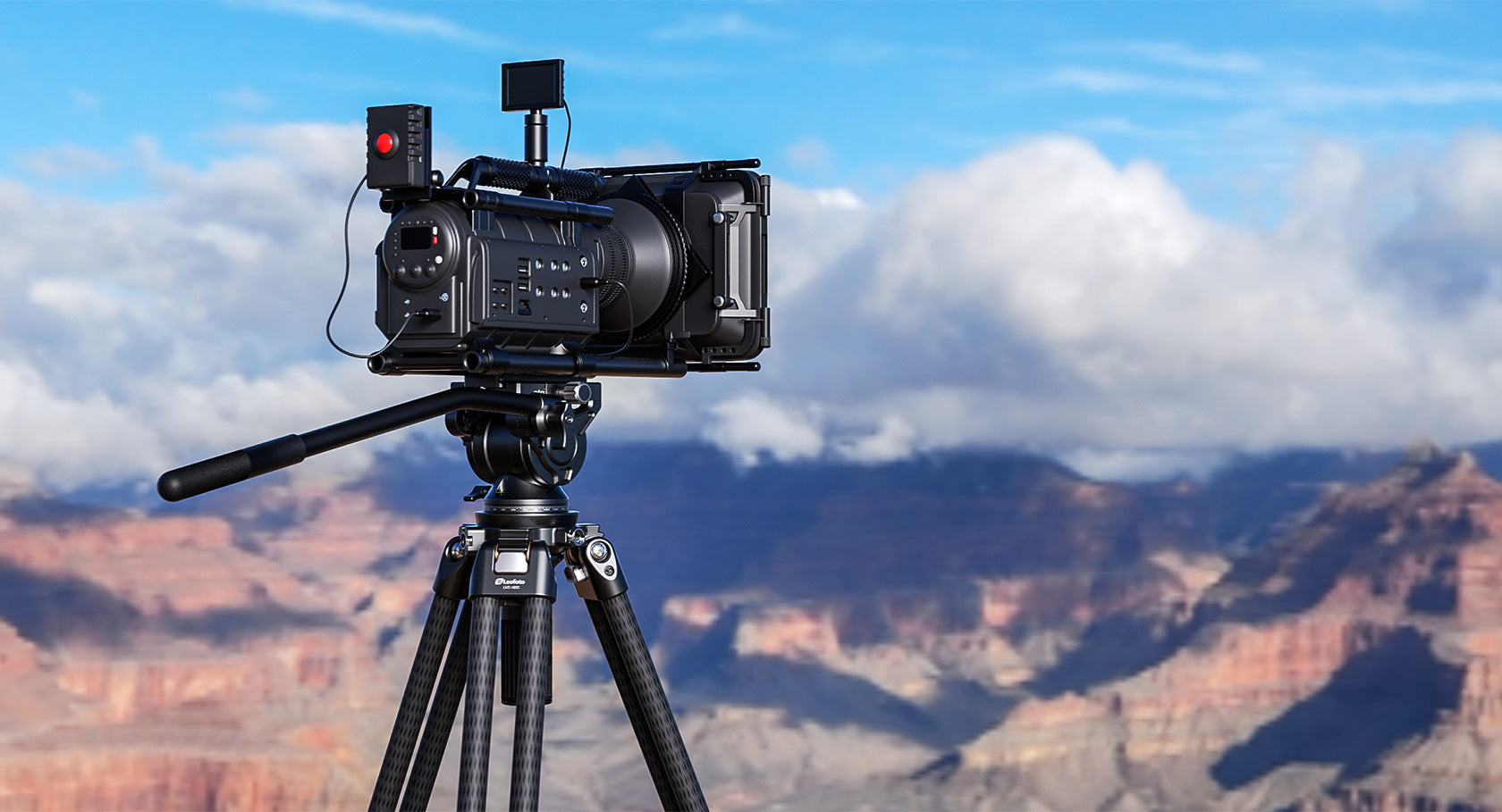 Leofoto LVC-193C+BV-15 Dual-Tube Video Tripod with Fluid Head Set  | 75mm Integrated Bowl with Leveling Base and Handle