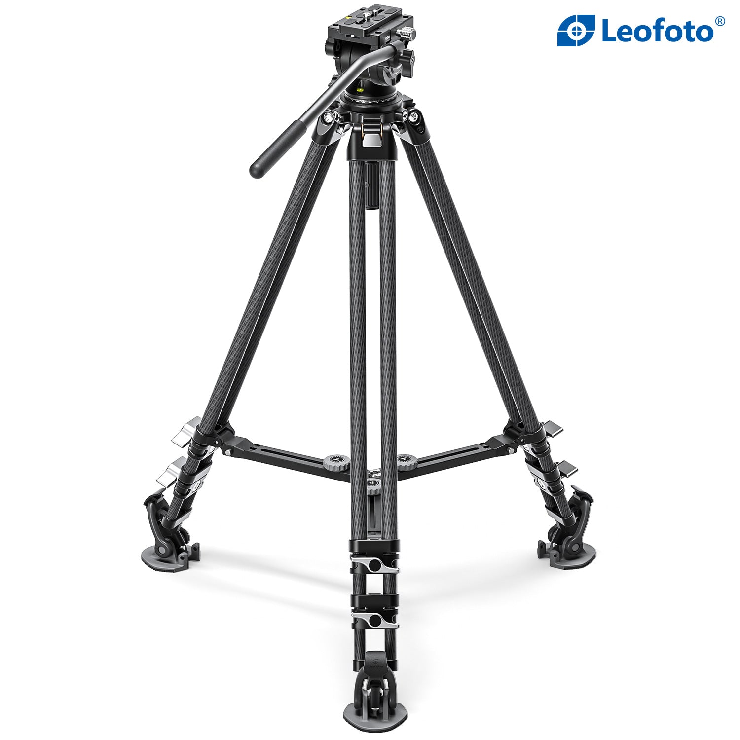 Leofoto LVC-193C+BV-10 Dual-Tube Video Tripod with Fluid Head Set  | 75mm Integrated Bowl with Leveling Base and Handle