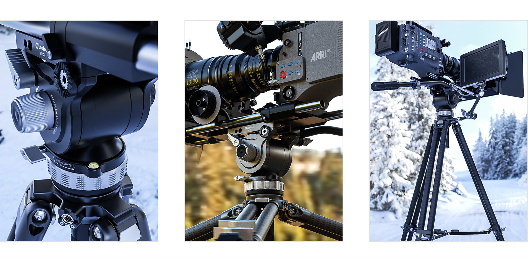 Leofoto LVC-253C+BV-20K (Knob Clamp) Dual-Tube Video Tripod with Fluid Head Set  | 75mm Integrated Bowl with Leveling Base and Handle