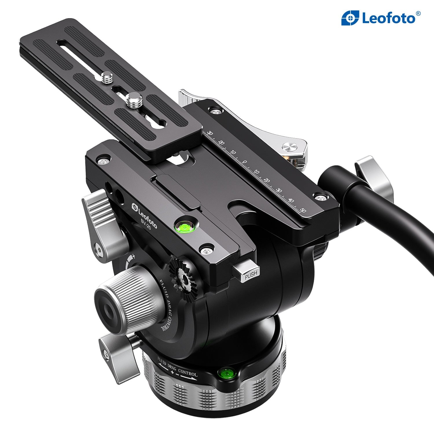 Leofoto LVC-253C+BV-20 (Lever-Release Clamp) Dual-Tube Video Tripod with Fluid Head Set  | 75mm Integrated Bowl with Leveling Base and Handle