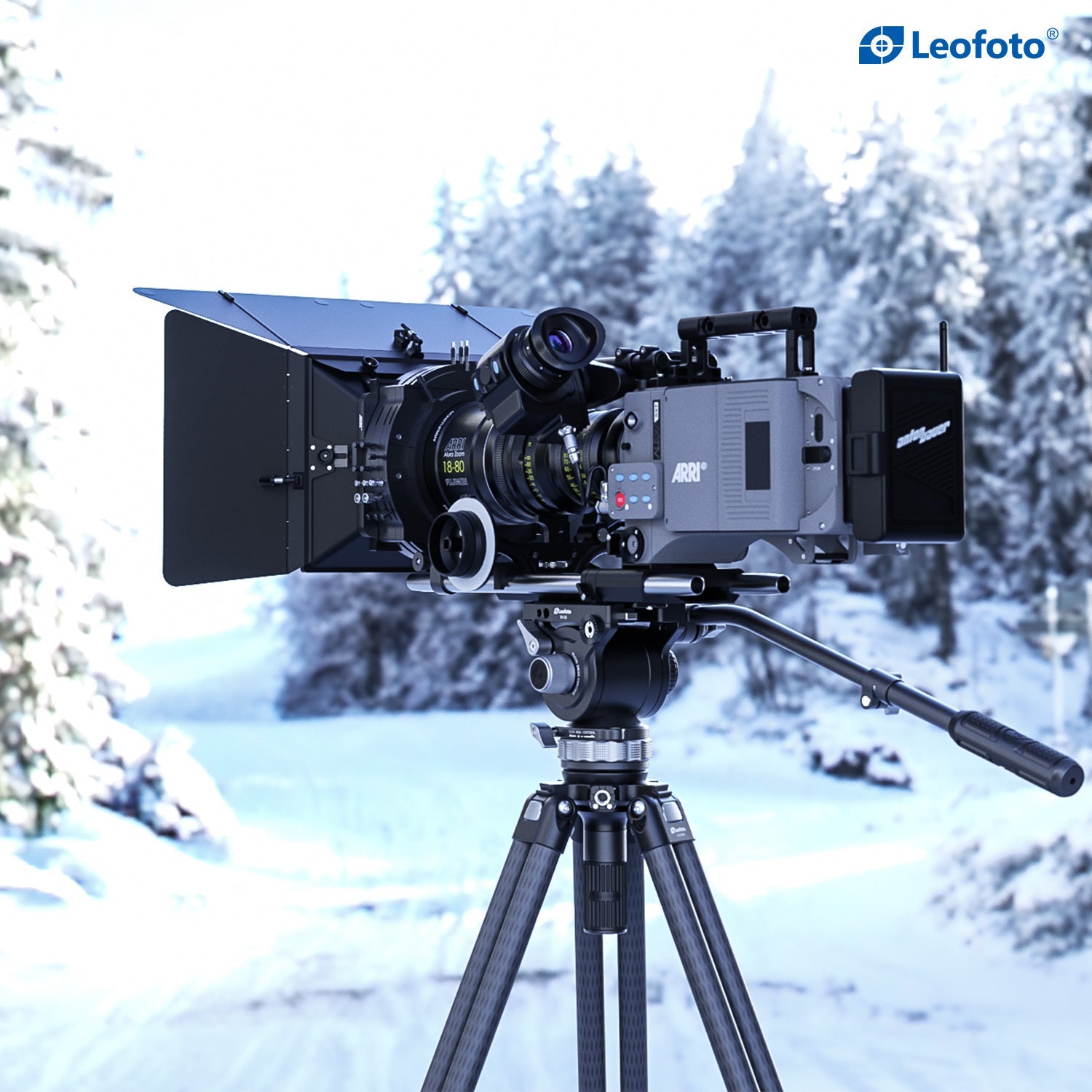 Leofoto LVC-253C+BV-20 (Lever-Release Clamp) Dual-Tube Video Tripod with Fluid Head Set  | 75mm Integrated Bowl with Leveling Base and Handle