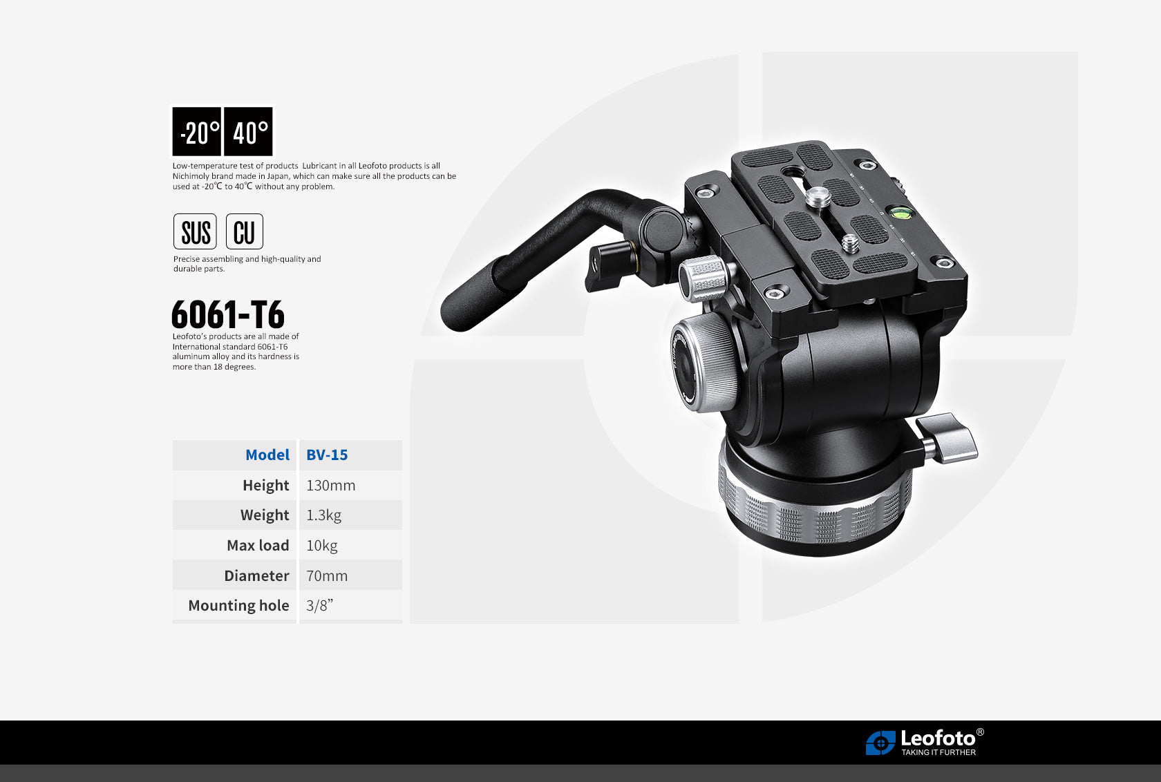 Leofoto LVF-163C+BV Video Tripod and Fluid Head Set – Flat Base 3/8" – Stepless Pan and Tilt Drag Controls