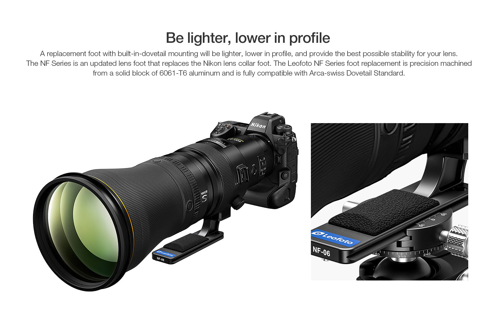 Leofoto NF-06 Replacement Foot for Nikon Z 800mm f/6.3 VR S, Nikon Z 400 f/2.8 TC VR S, Nikon Z 600mm f/4 TC VR S