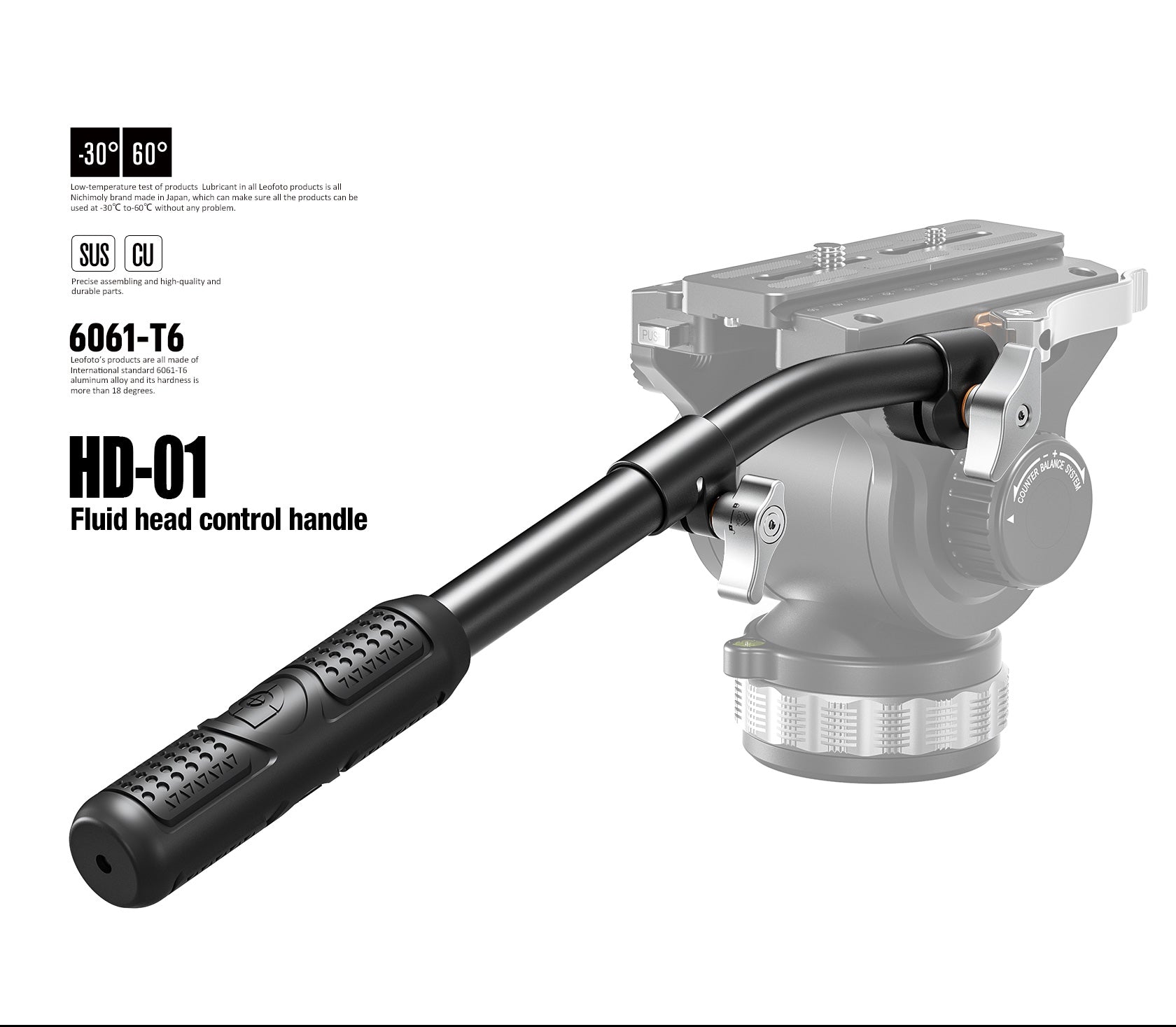 Leofoto HD-01 Handle for BV-30/M, BV-20/K, BV-15 Fluid Heads