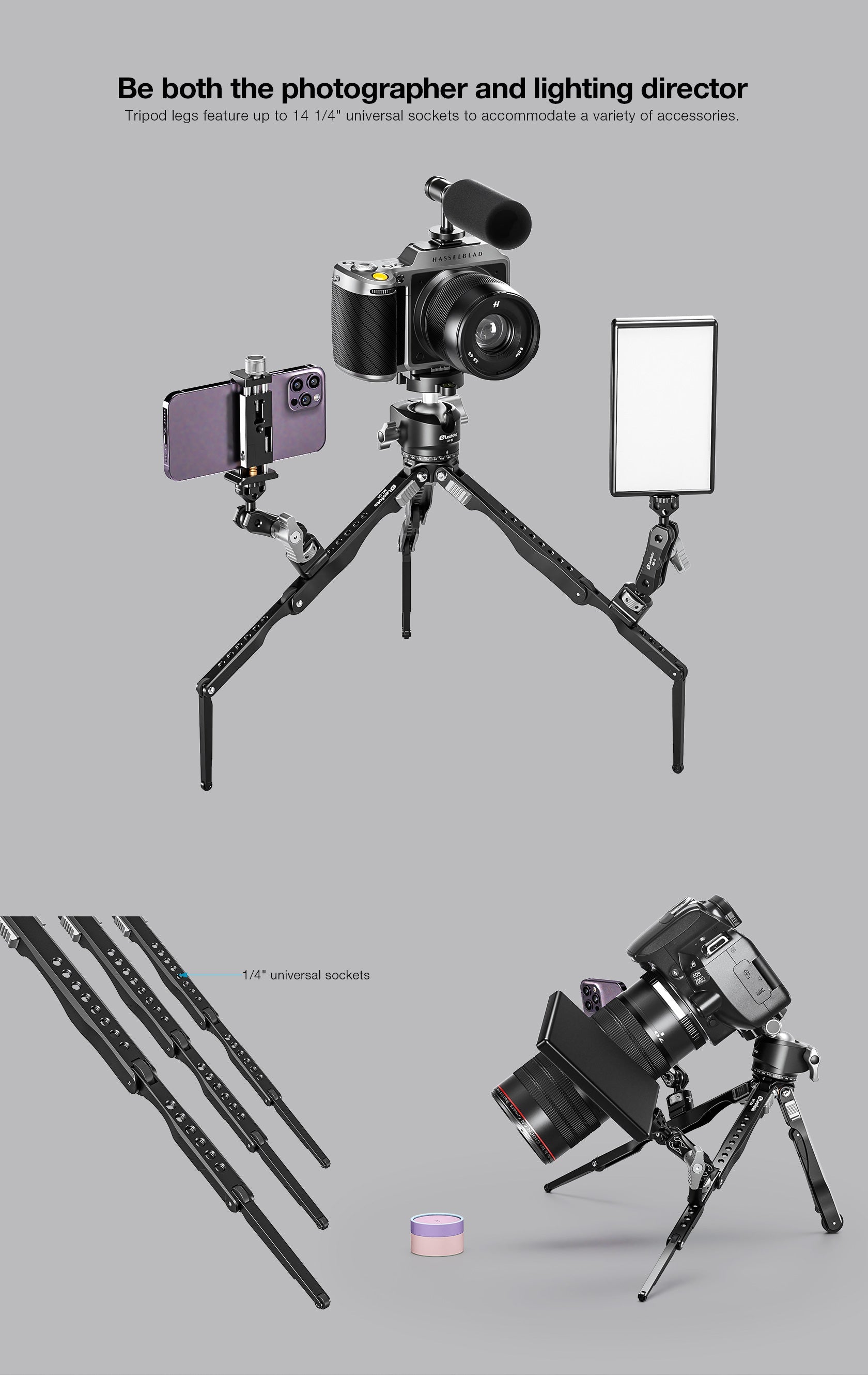 Leofoto MT-04 Folding Aluminum Mini Tripod with Bag