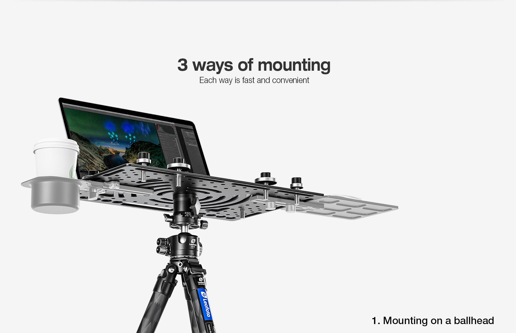 Leofoto LCH-3/LCH-3S Ultimate Laptop Tray (Tray Only) | 1/4" and 3/8" Compatible