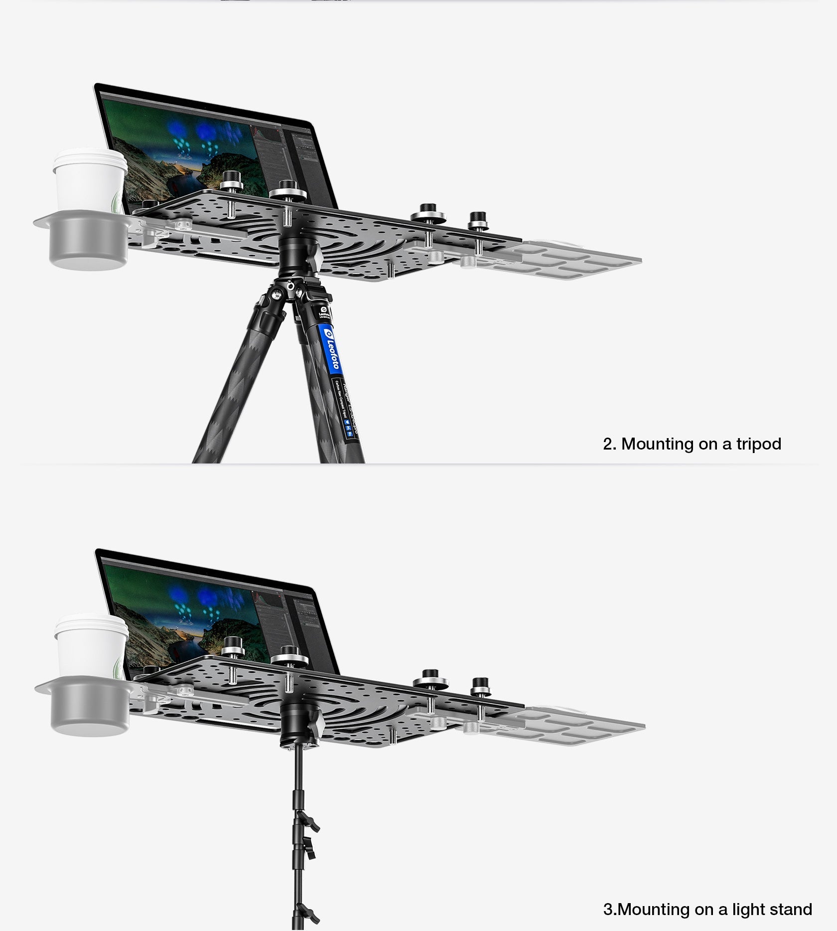 Leofoto LCH-3/LCH-3S Ultimate Laptop Tray (Tray Only) | 1/4" and 3/8" Compatible