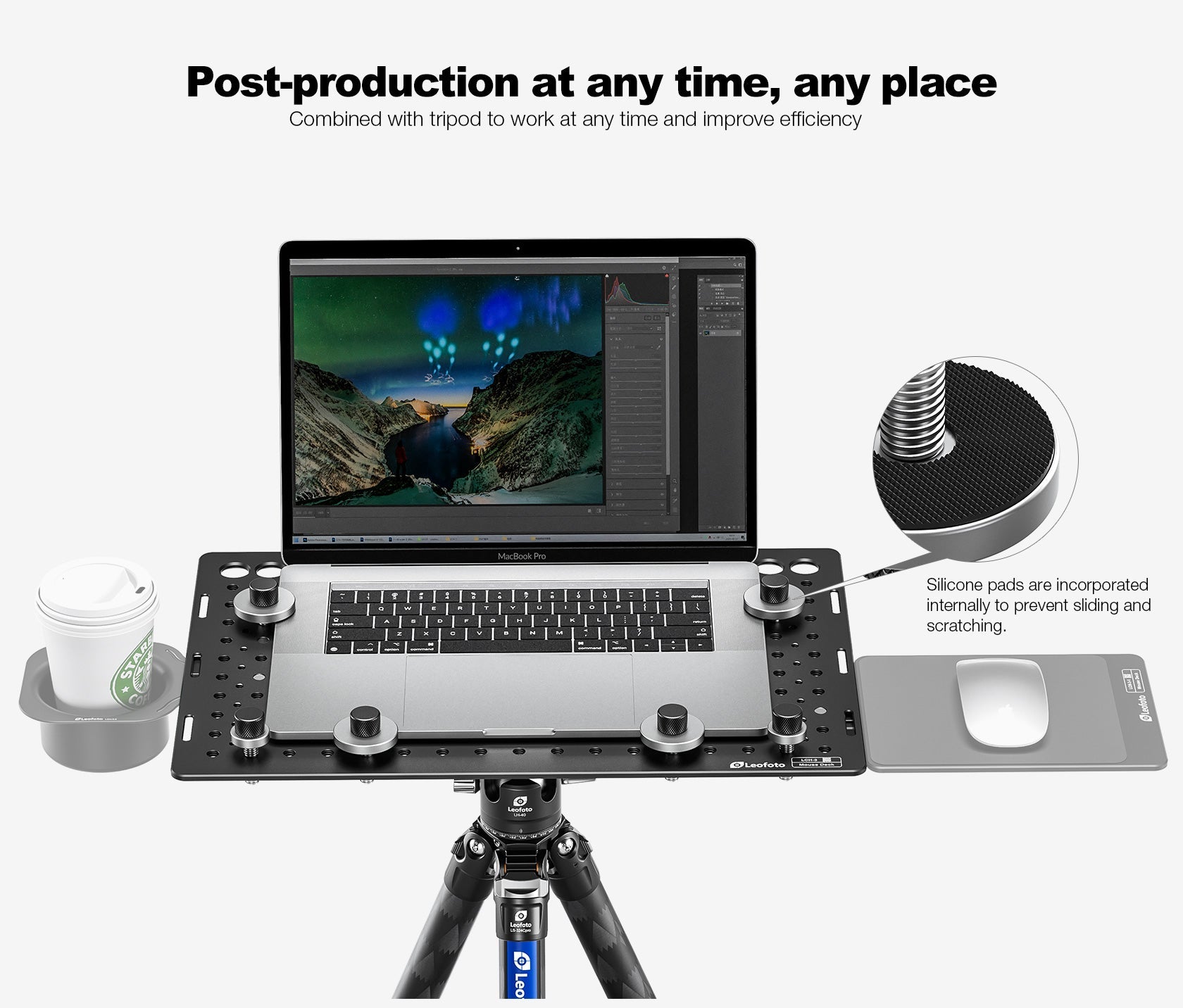 Leofoto LCH-3/LCH-3S Ultimate Laptop Tray (Tray Only) | 1/4" and 3/8" Compatible
