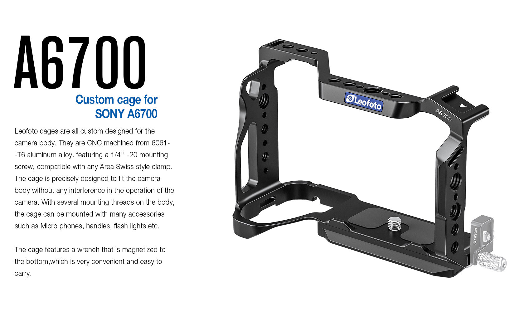 Leofoto A6700 Camera Cage for Sony Alpha 6700
