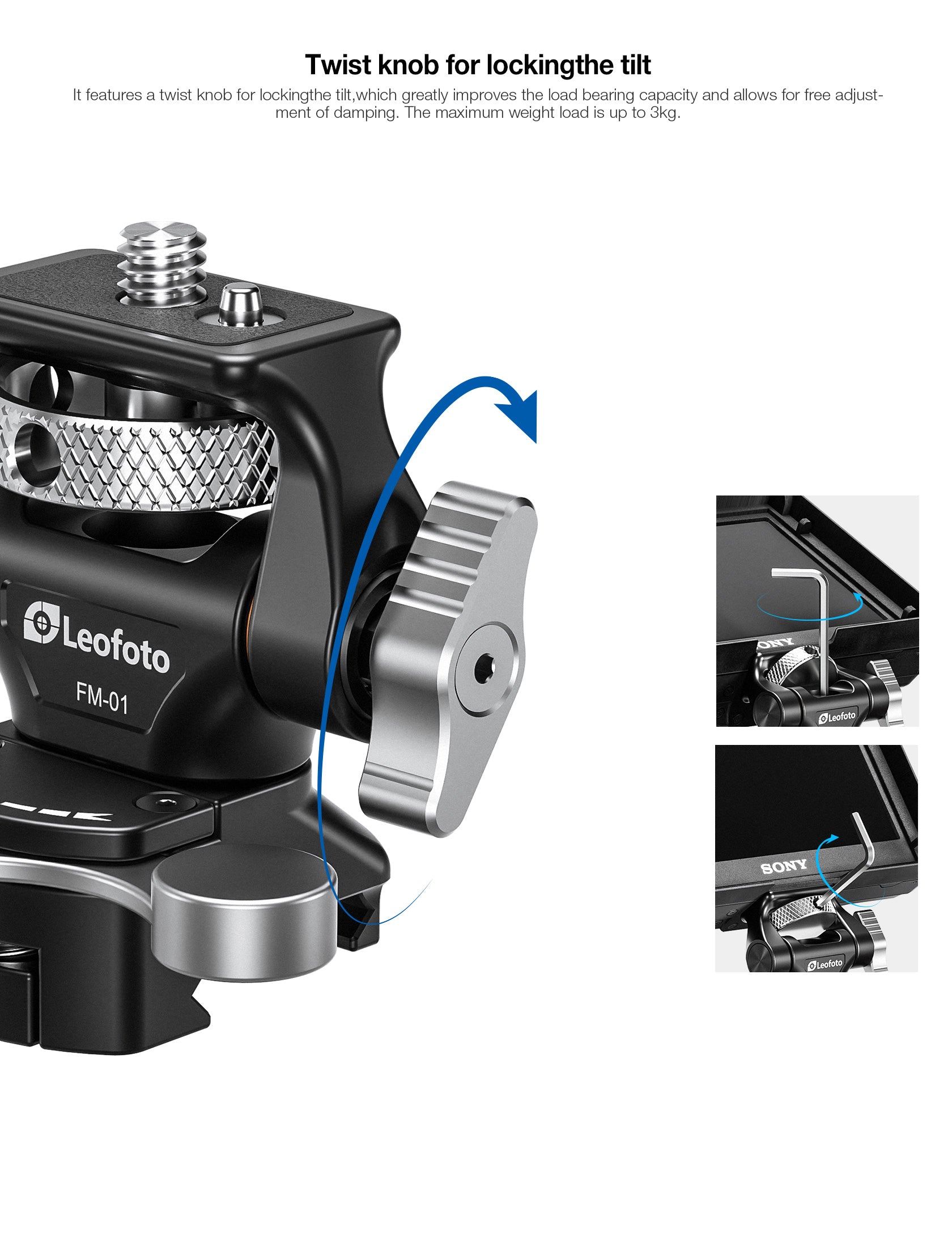 Leofoto FM-01 Swivel & Tilt Monitor Mount with Quick Release Clamp | NATO