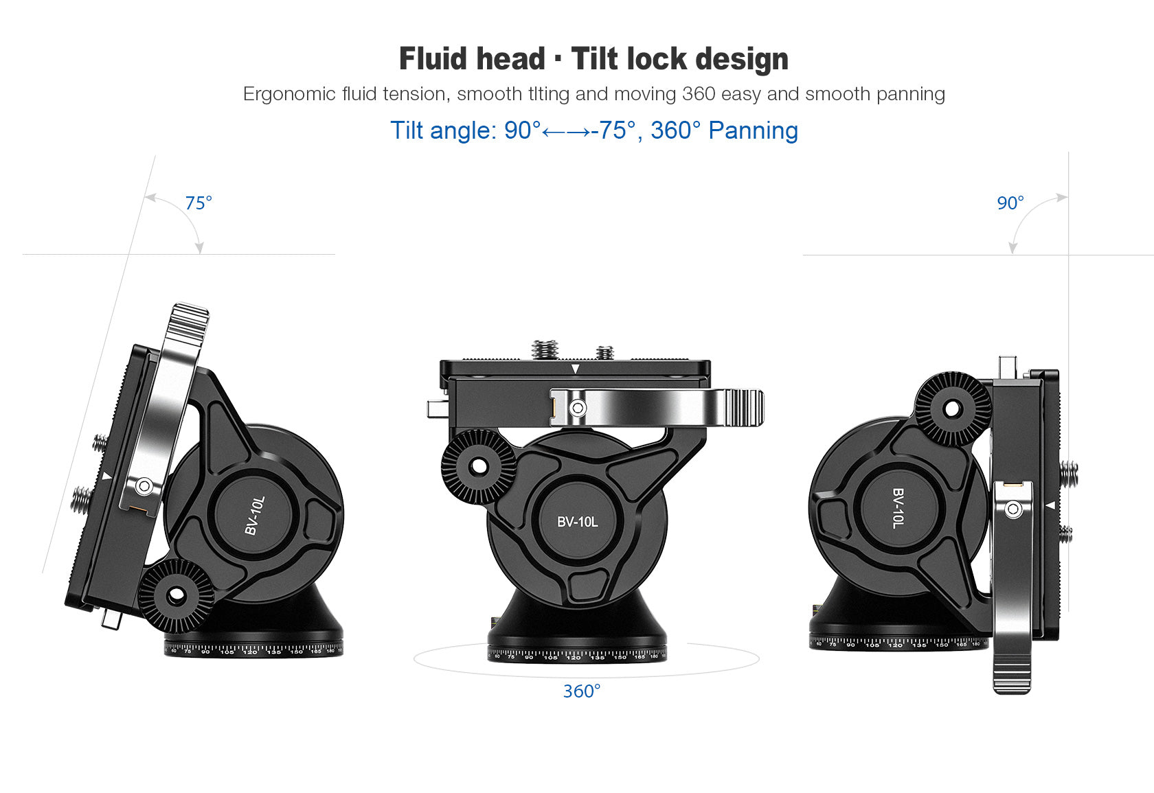 Leofoto BV-10 (Knob Clamp) / BV-10L (Lever-Release Clamp) Fluid Video Head - Arca Standard