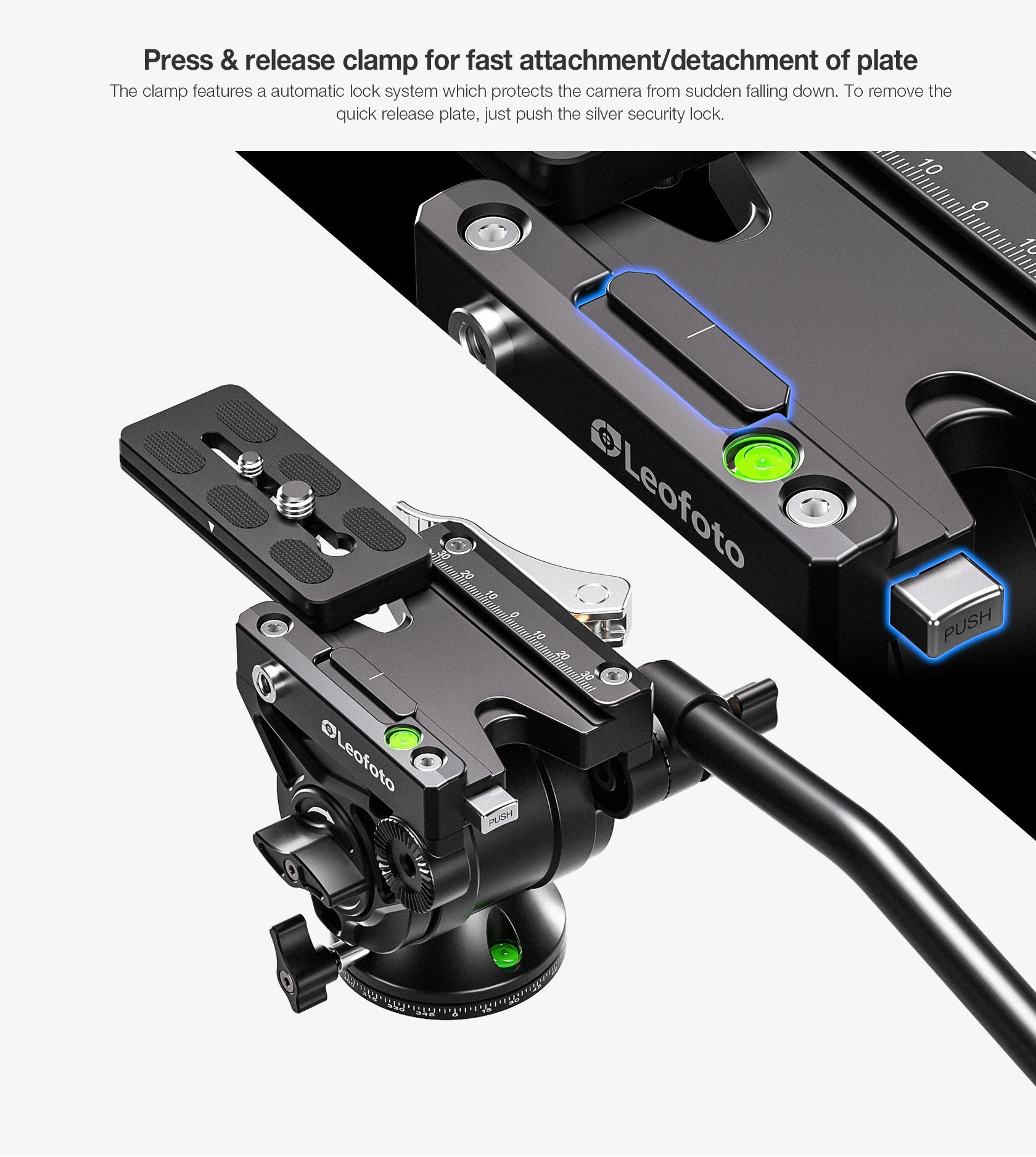 Leofoto BV-10 (Knob Clamp) / BV-10L (Lever-Release Clamp) Fluid Video Head - Arca Standard