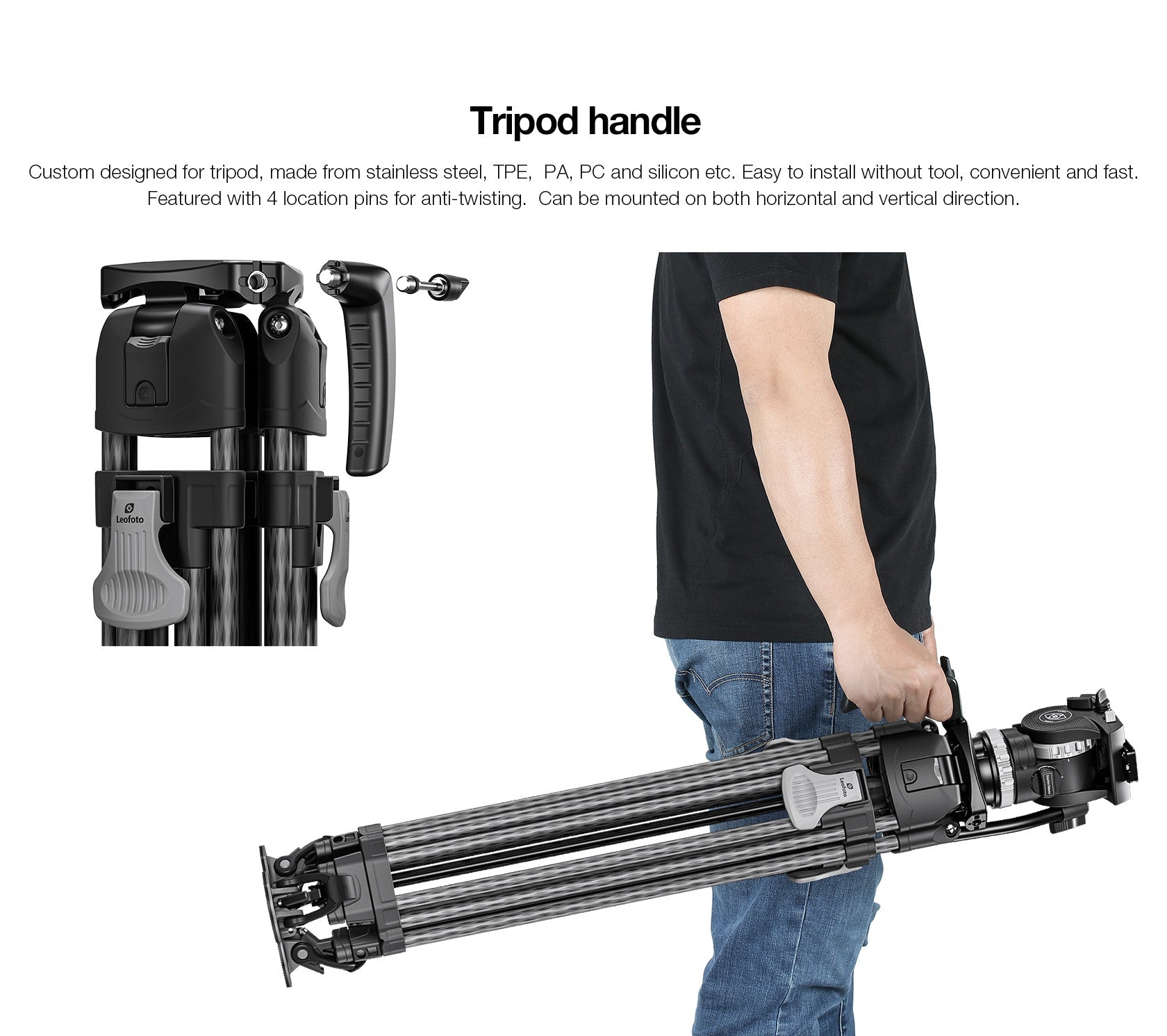 Leofoto LVF-163C+FH-10 Video Tripod and Fluid Head Set – 75mm Half-Ball – Stepped Counterbalance and Stepped Drag Controls