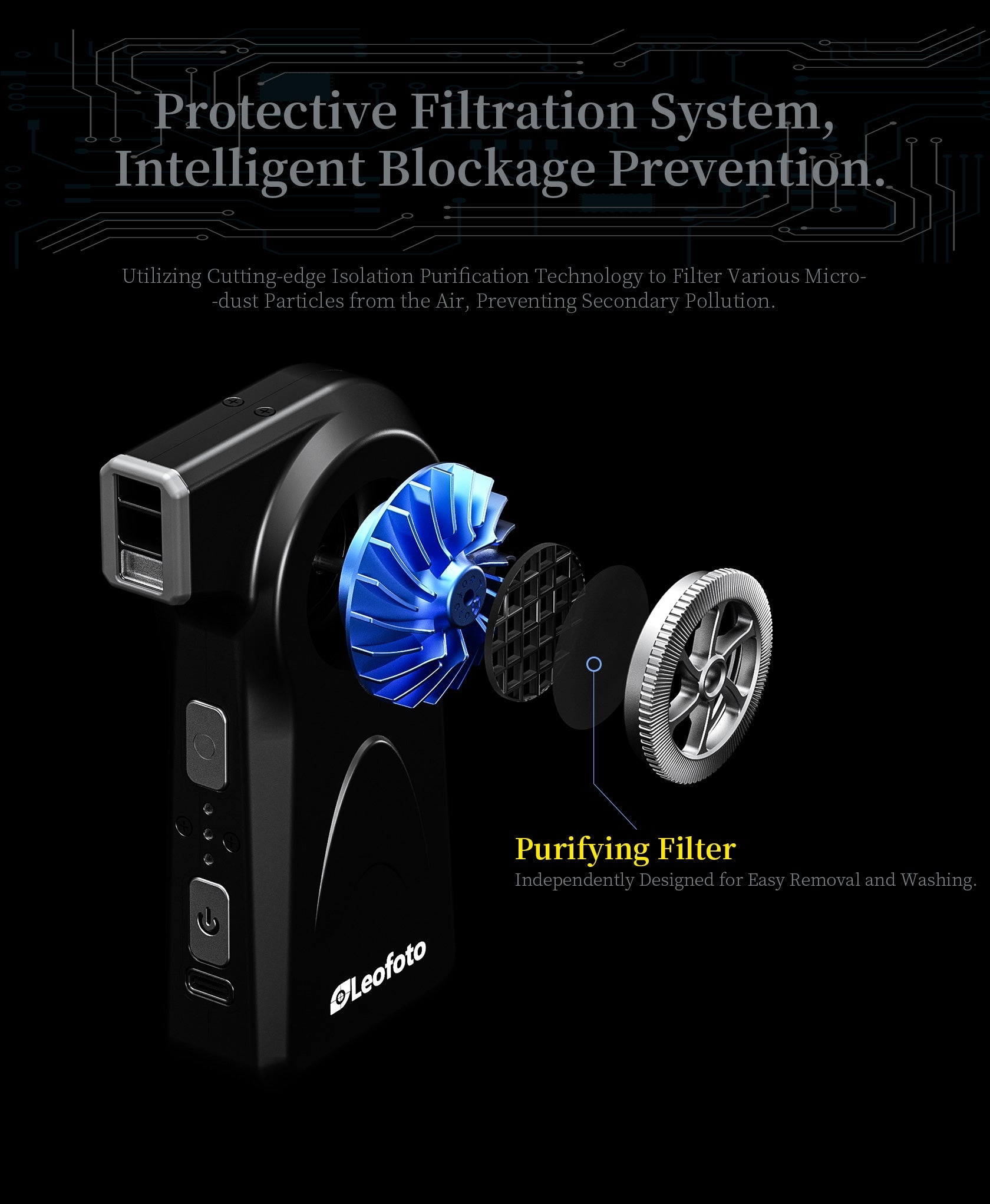 Leofoto EB-01 Electric Air Blower Jet Fan Cleaner for Cameras, Tripods, and more