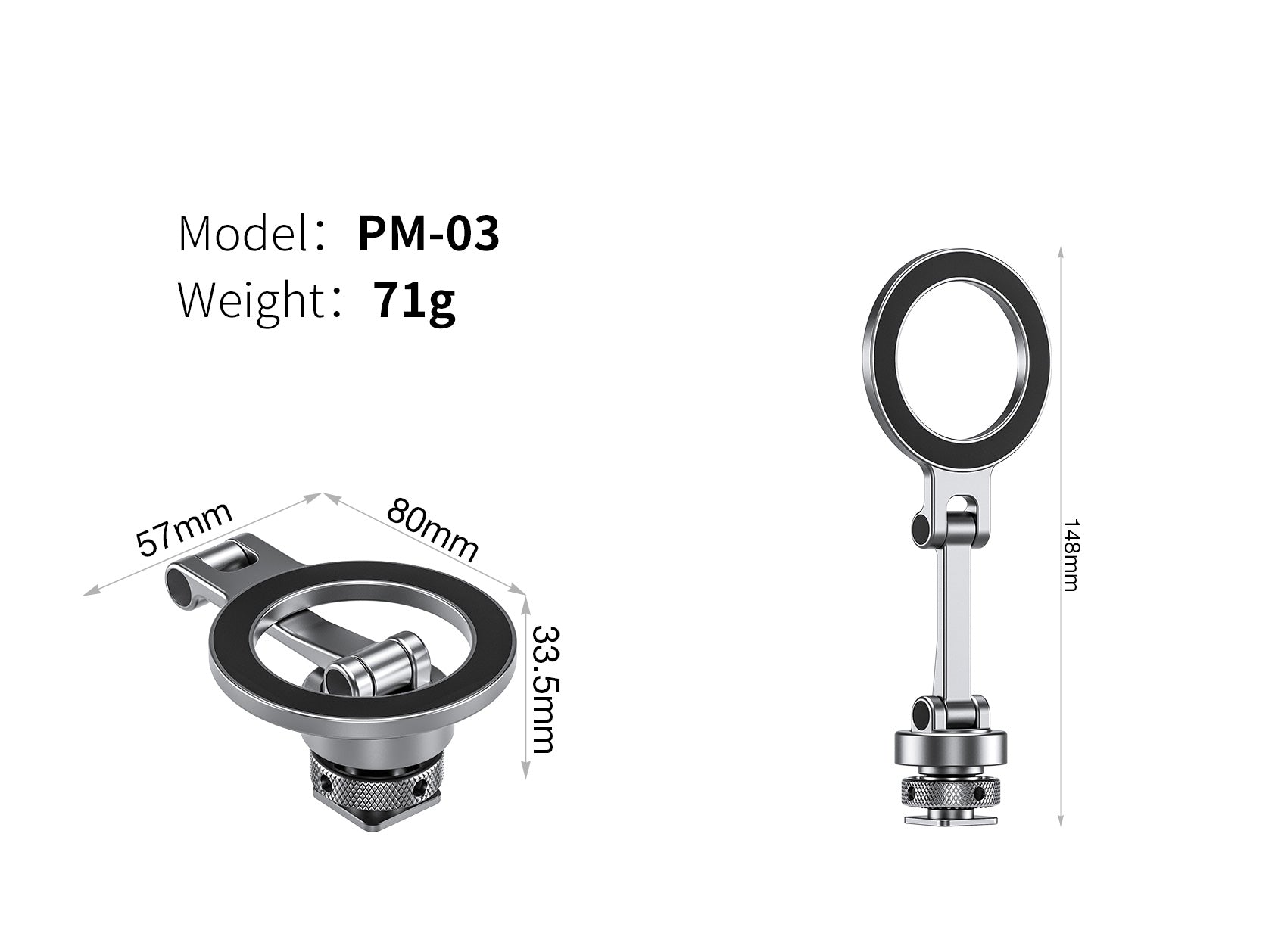 Leofoto PM-03 Magnetic Phone Mount with Cold Shoe