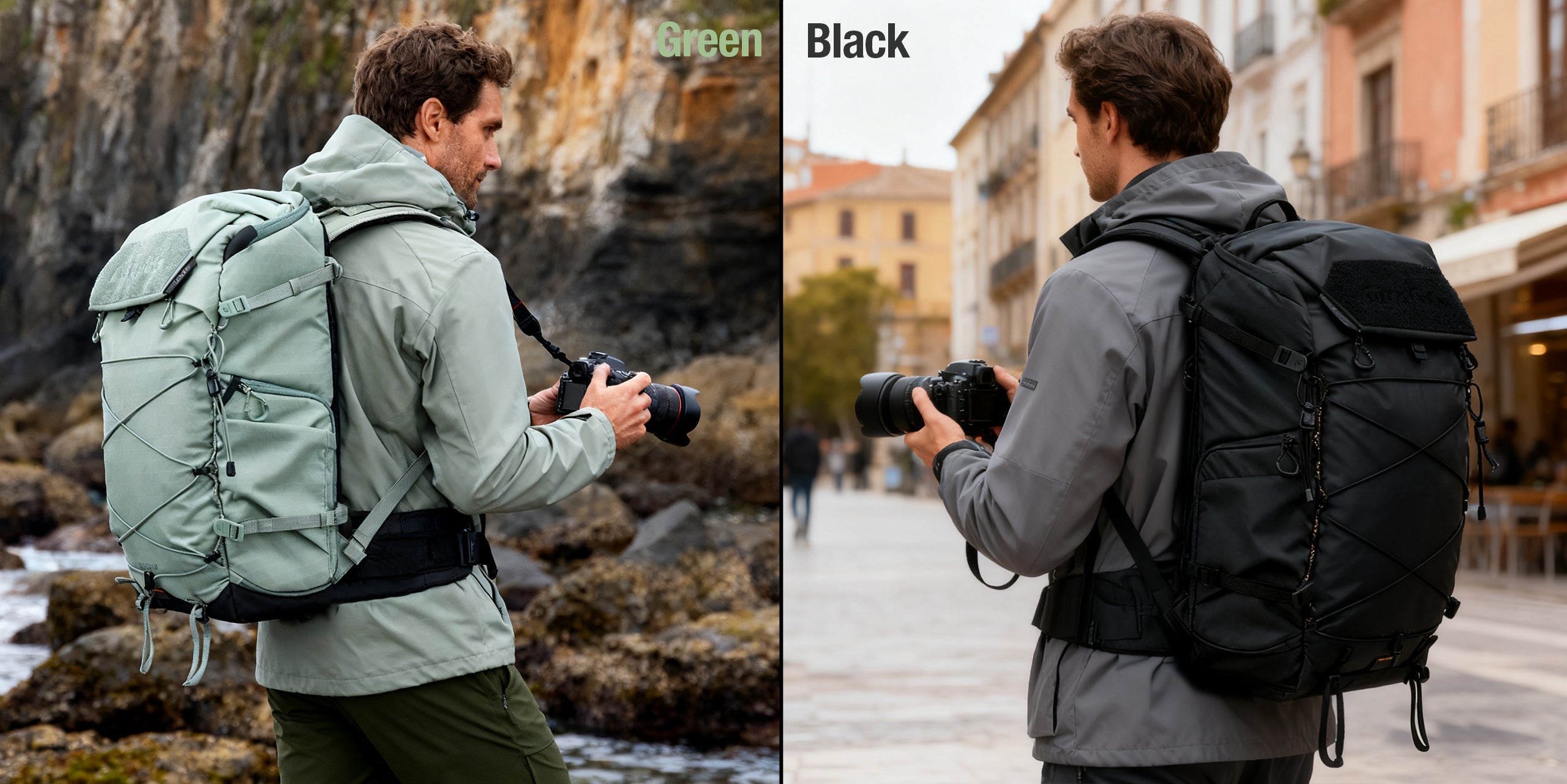 Leofoto 35L All-in-One Travel & Outdoor Camera Backpack (Black / Yellow / Green)