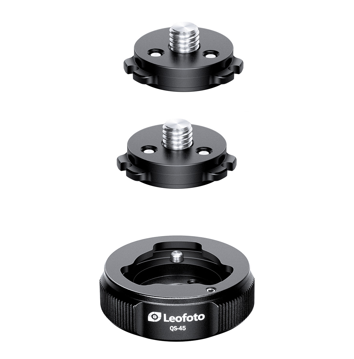 Leofoto QS-45M: x1 QS-45 Receiver Base and x2 Q45 Connecting Plates, Ballhead Quick-Link System 3/8"