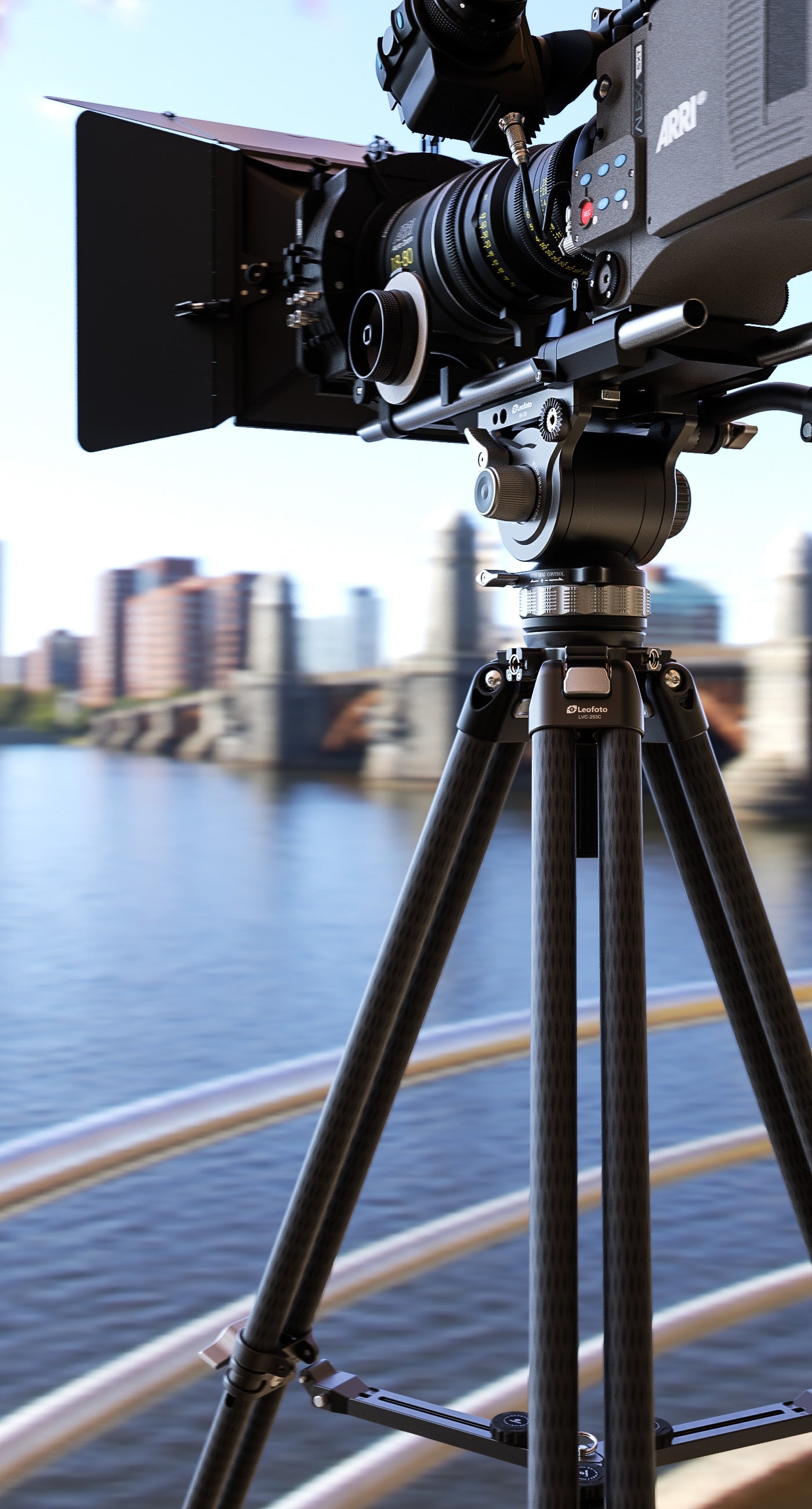 Leofoto LVC-193C+BV-10 Dual-Tube Video Tripod with Fluid Head Set  | 75mm Integrated Bowl with Leveling Base and Handle