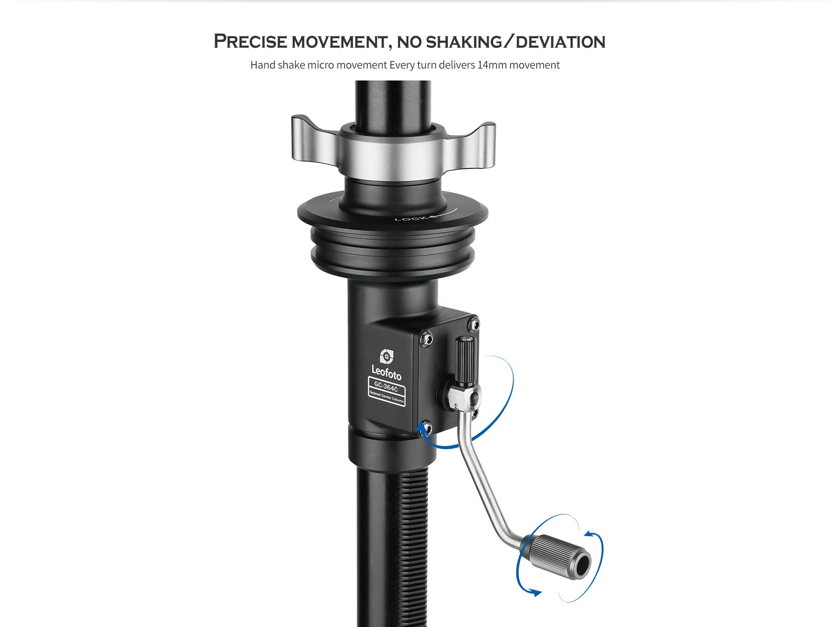 Leofoto GC-364C/ GC-404C Geared Center Column for 75mm/100mm Bowl Tripods