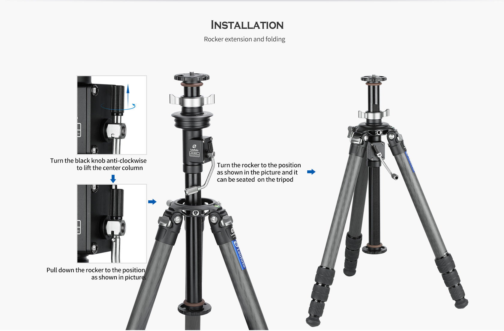 Leofoto GC-364C/ GC-404C Geared Center Column for 75mm/100mm Bowl Tripods